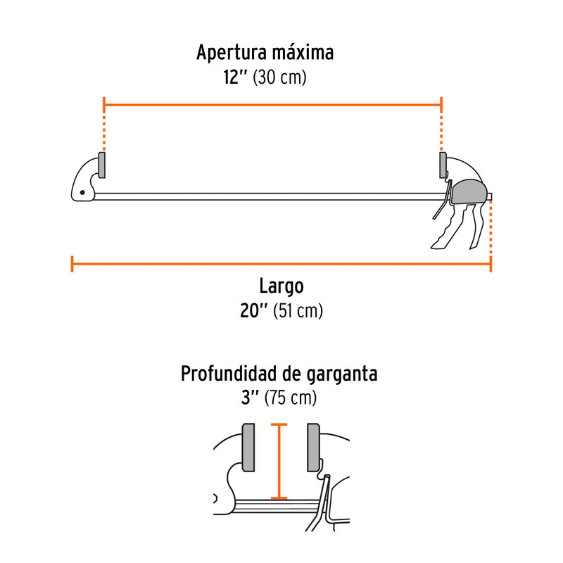 Prensa con ajuste rápido 12", uso rudo