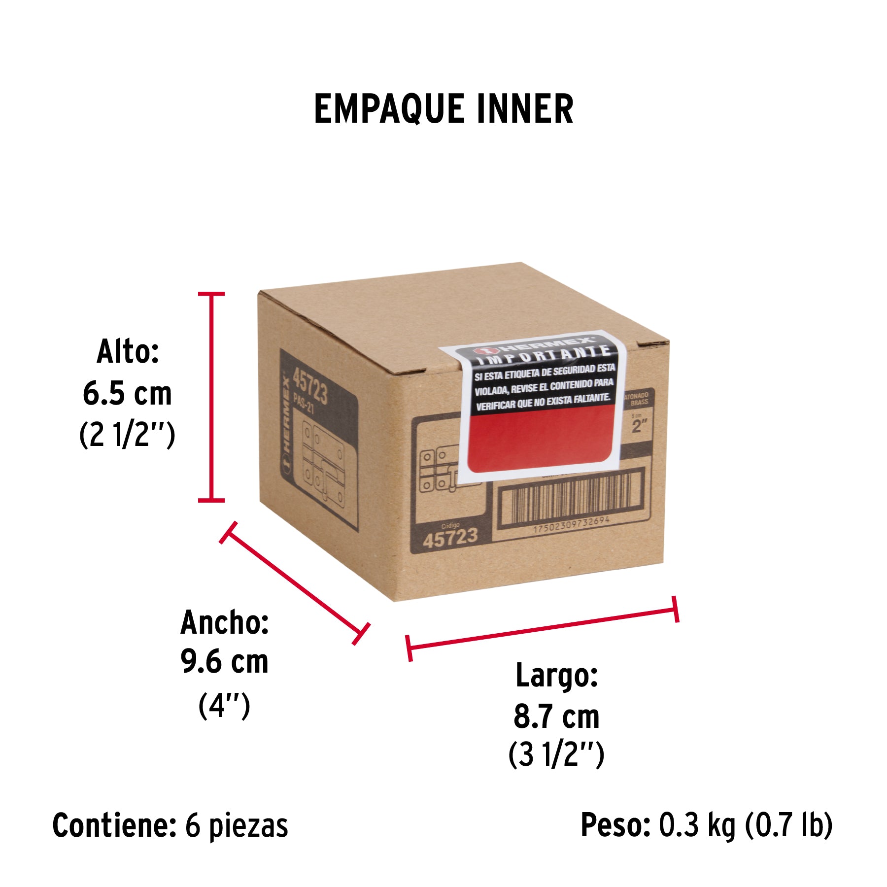 Pasador de barril de acero latón 2', Hermex