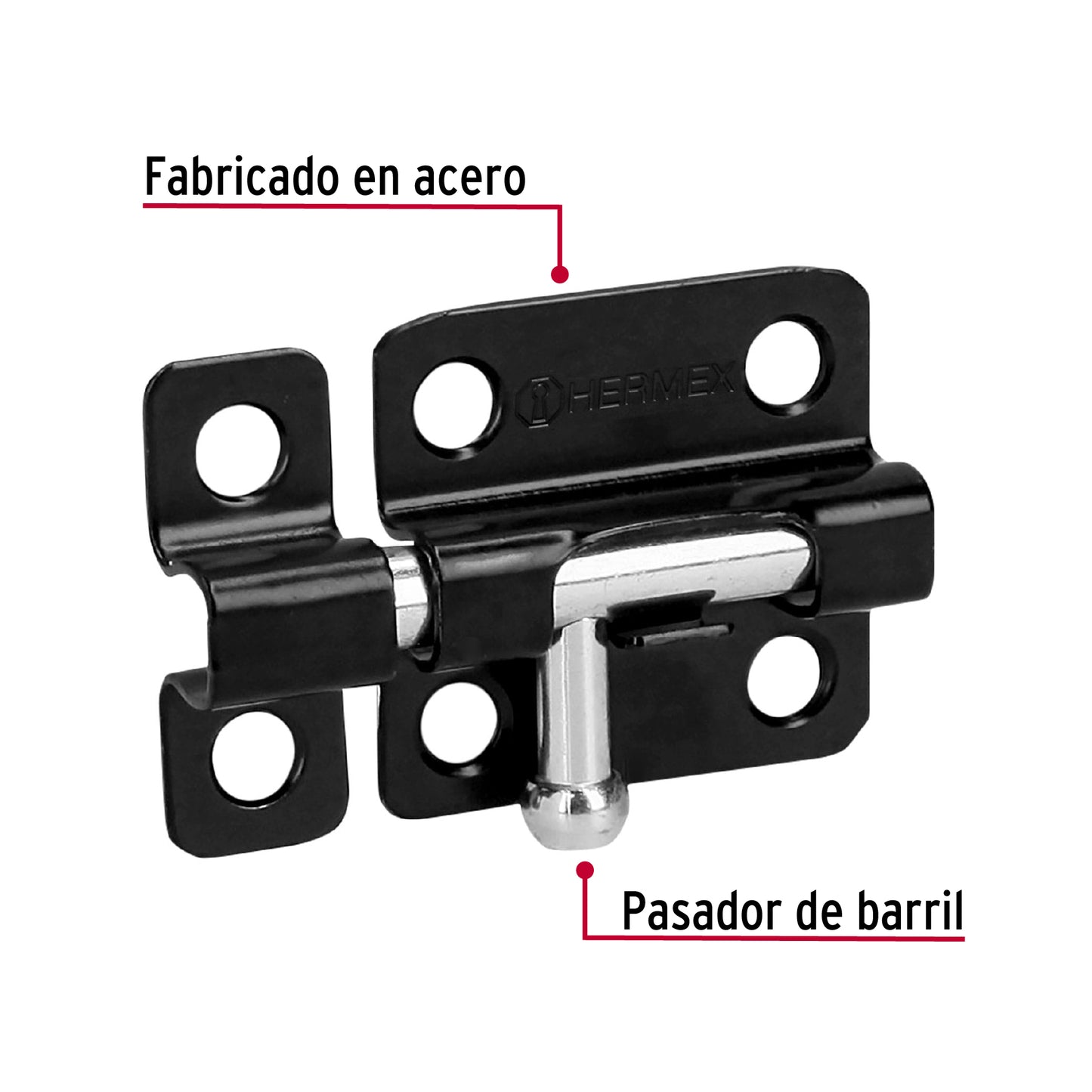 Pasador de acero negro, 2", Hermex Basic
