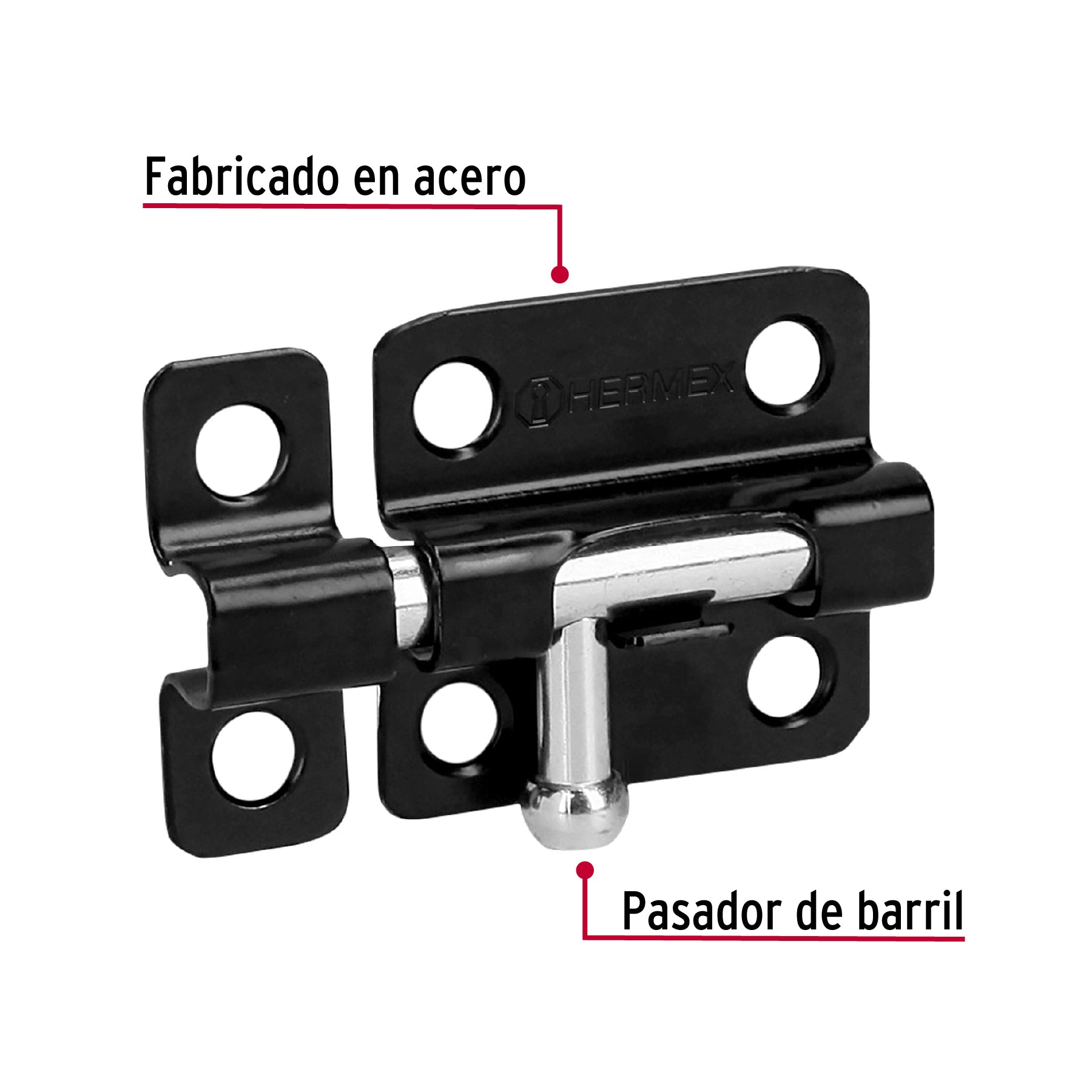 Pasador de acero negro, 2", Hermex Basic
