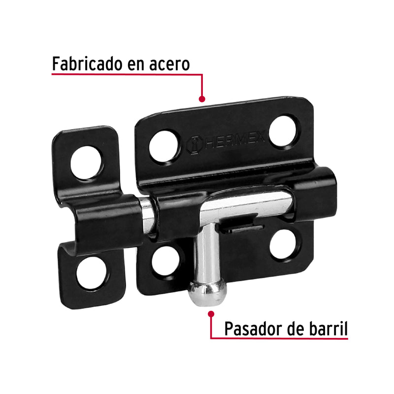 Pasador de acero negro, 2", Hermex Basic