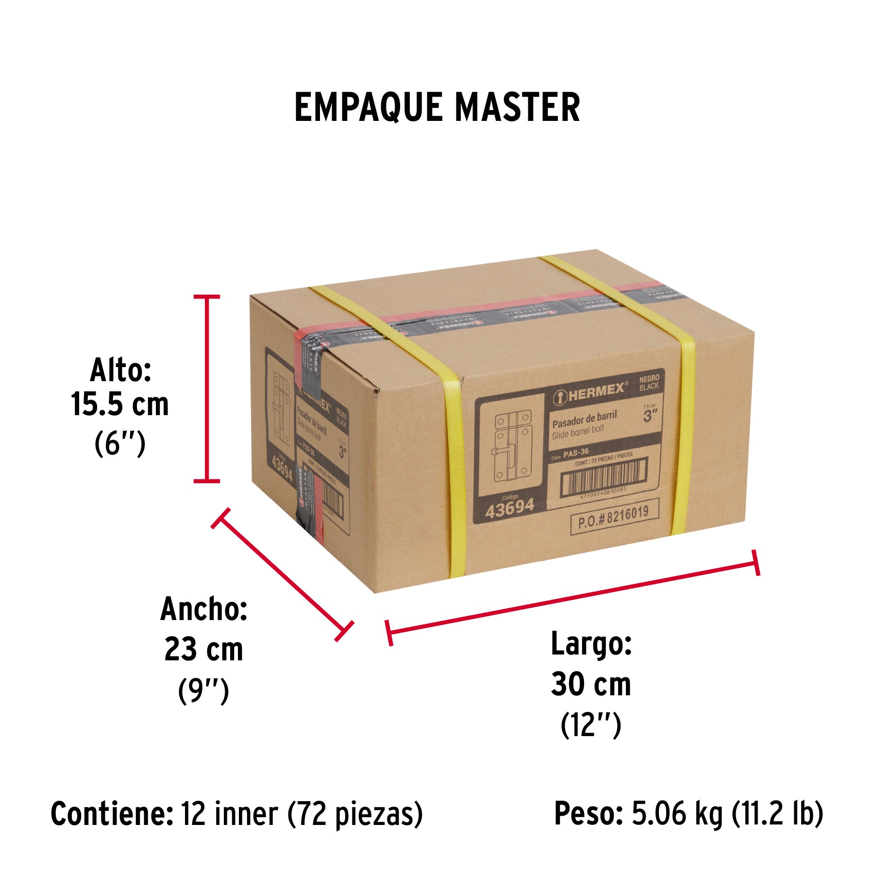 Pasador de acero negro, 3", Hermex Basic