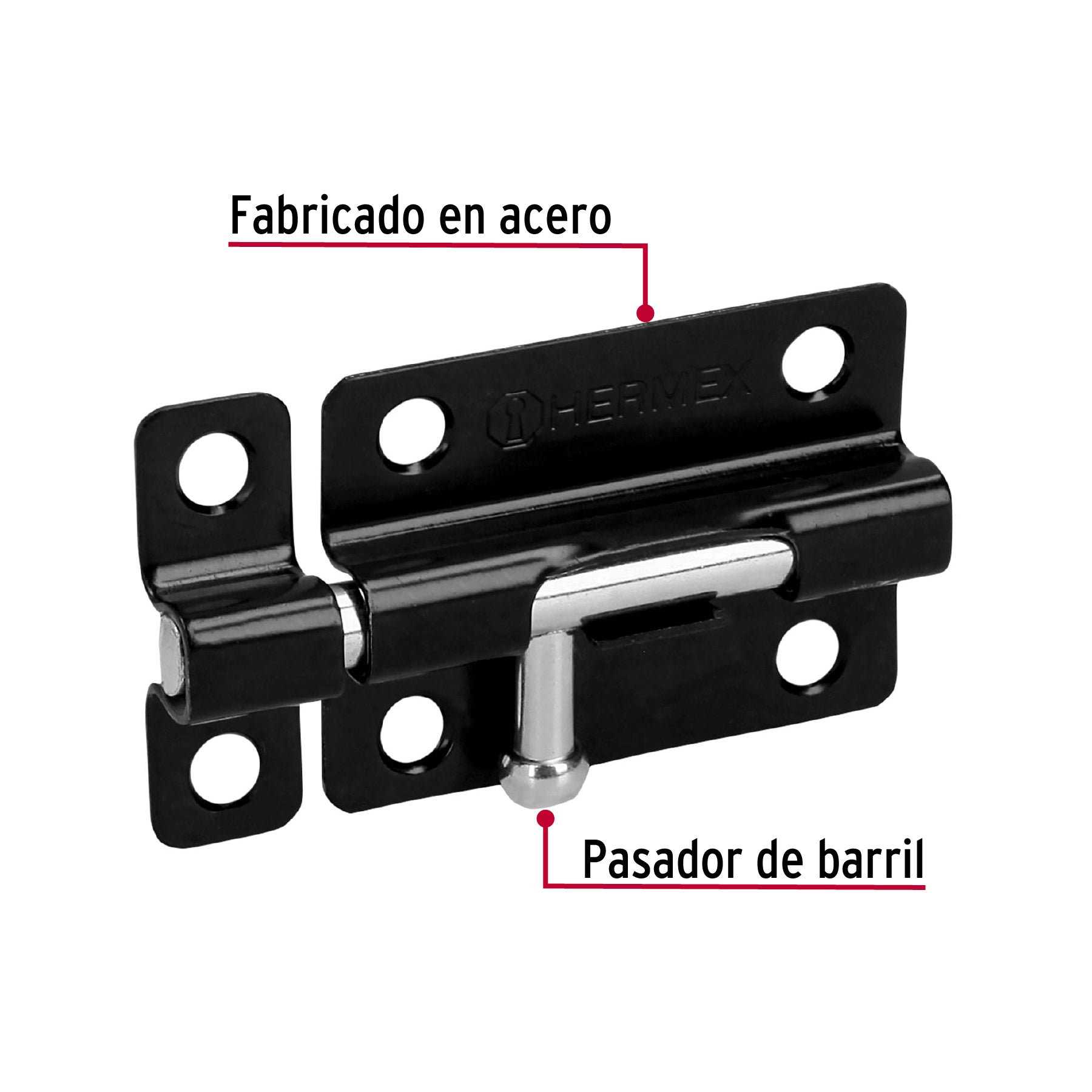 Pasador de acero negro, 3", Hermex Basic
