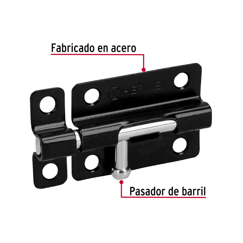 Pasador de acero negro, 3", Hermex Basic