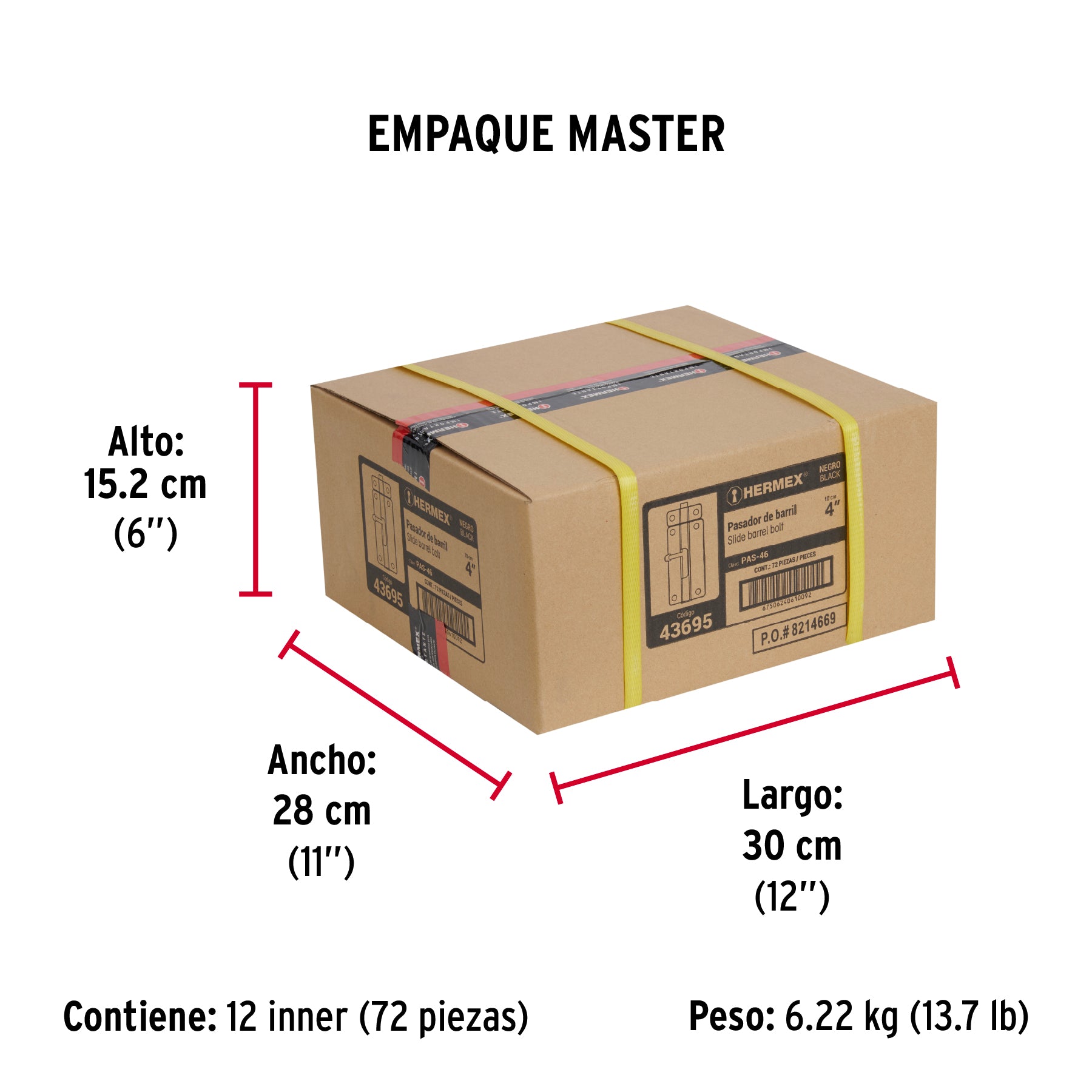 Pasador de acero negro, 4", Hermex Basic