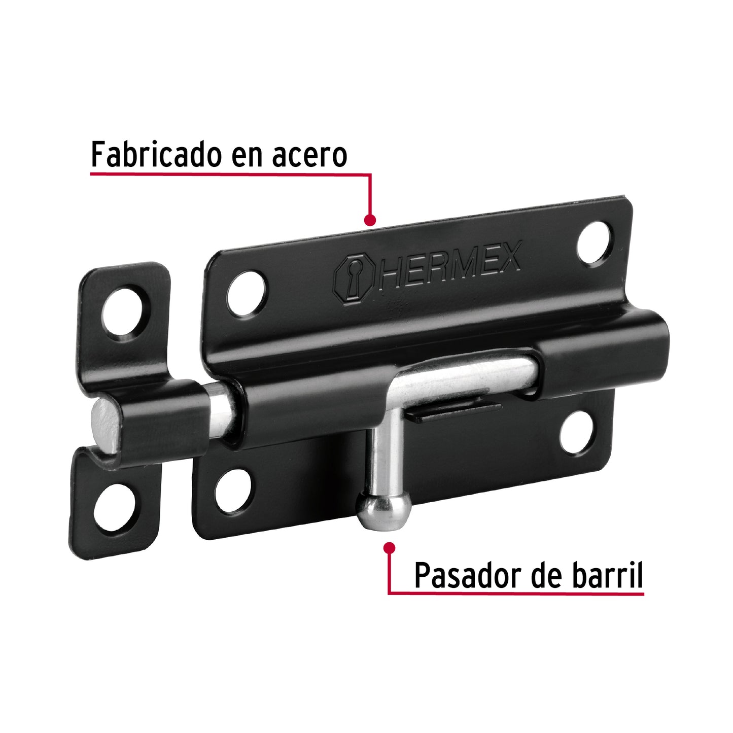 Pasador de acero negro, 4", Hermex Basic