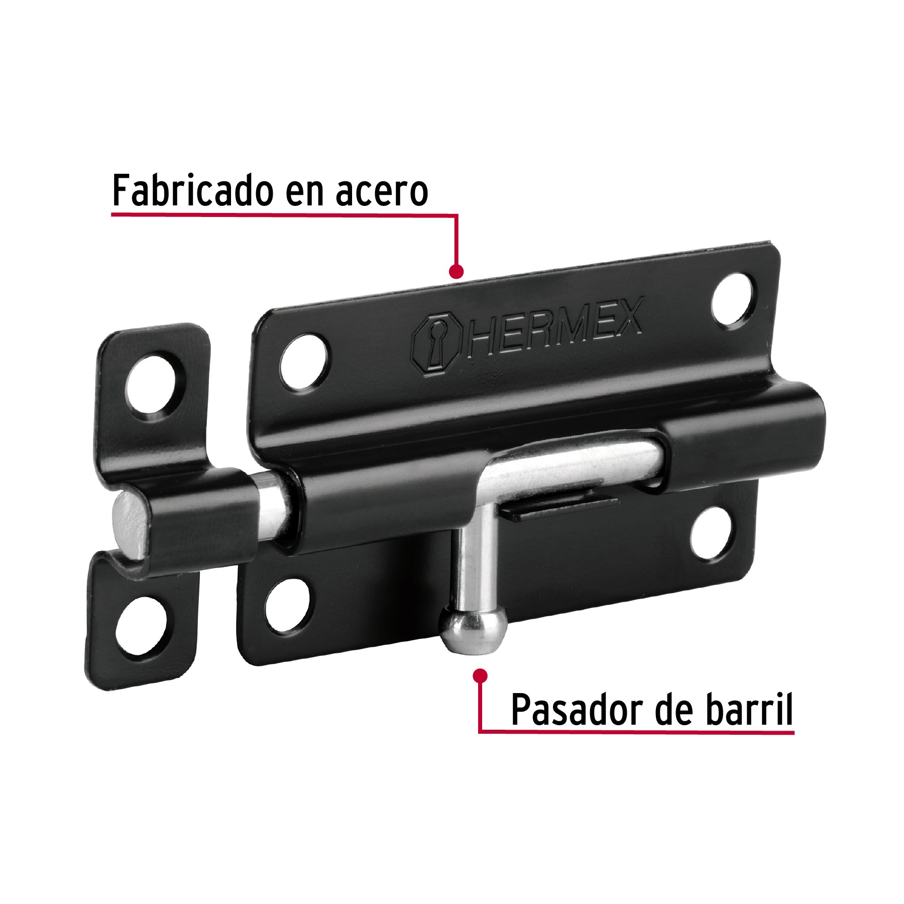 Pasador de acero negro, 4", Hermex Basic