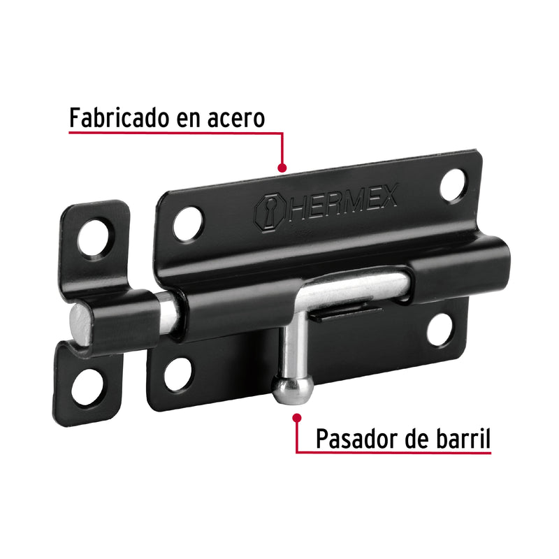 Pasador de acero negro, 4", Hermex Basic