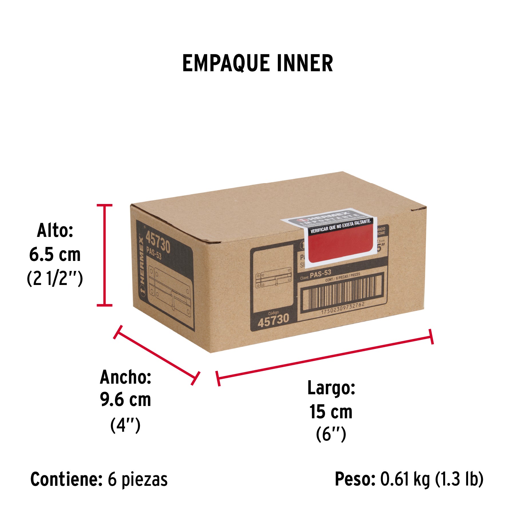 Pasador de barril de acero cromo 5', Hermex