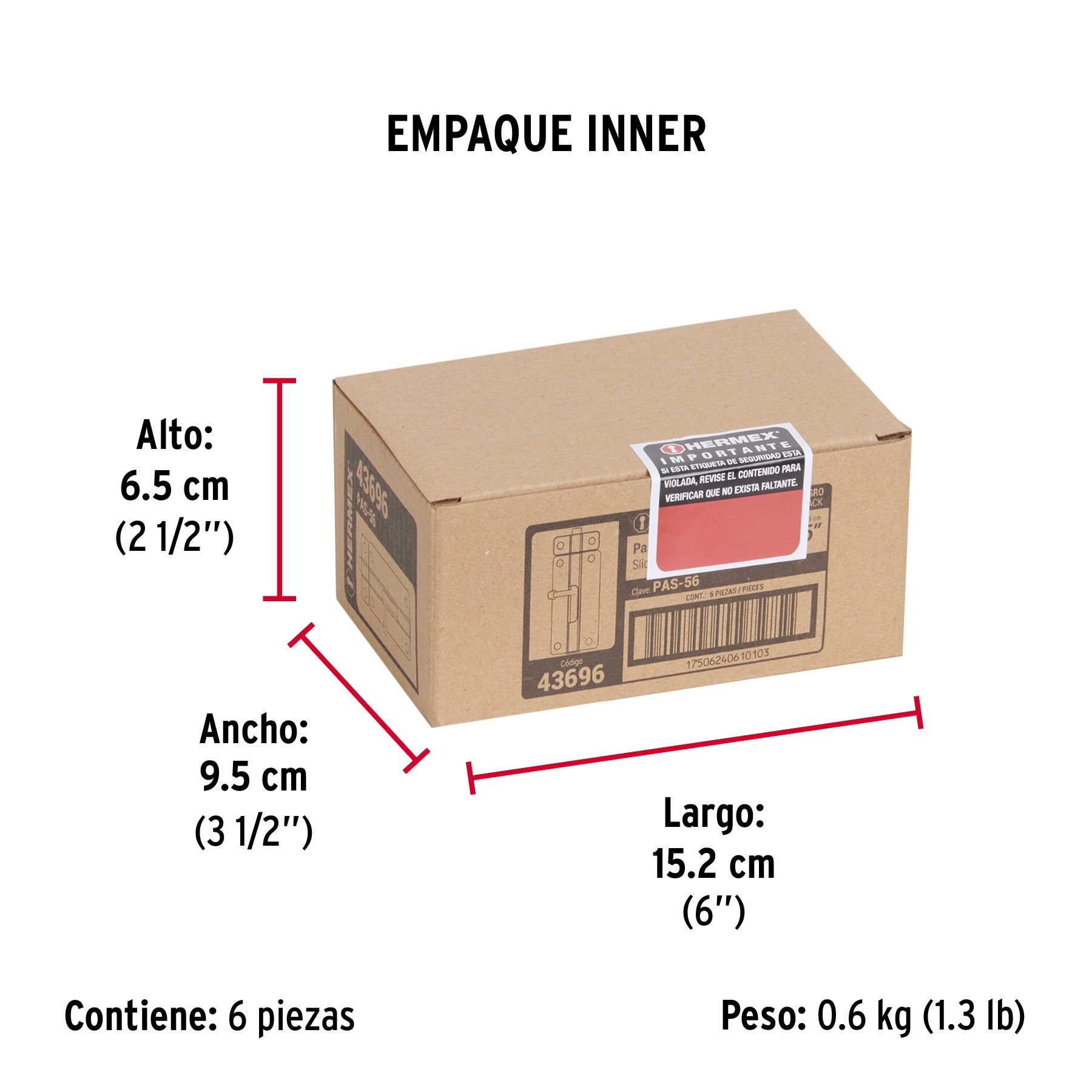 Pasador de acero negro, 5", Hermex Basic