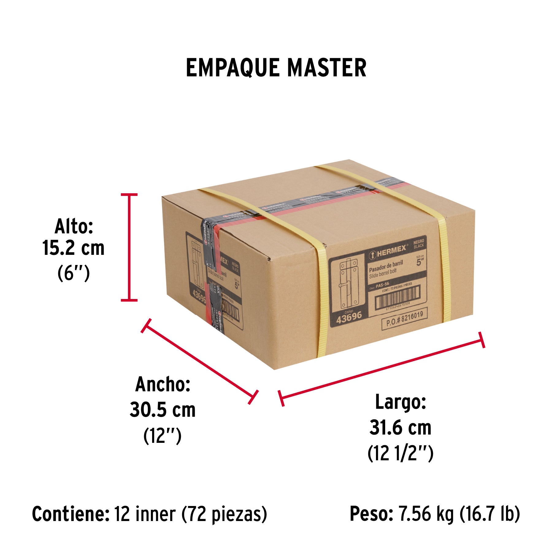 Pasador de acero negro, 5", Hermex Basic