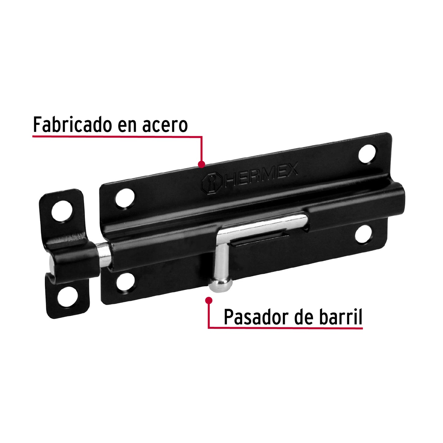 Pasador de acero negro, 5", Hermex Basic