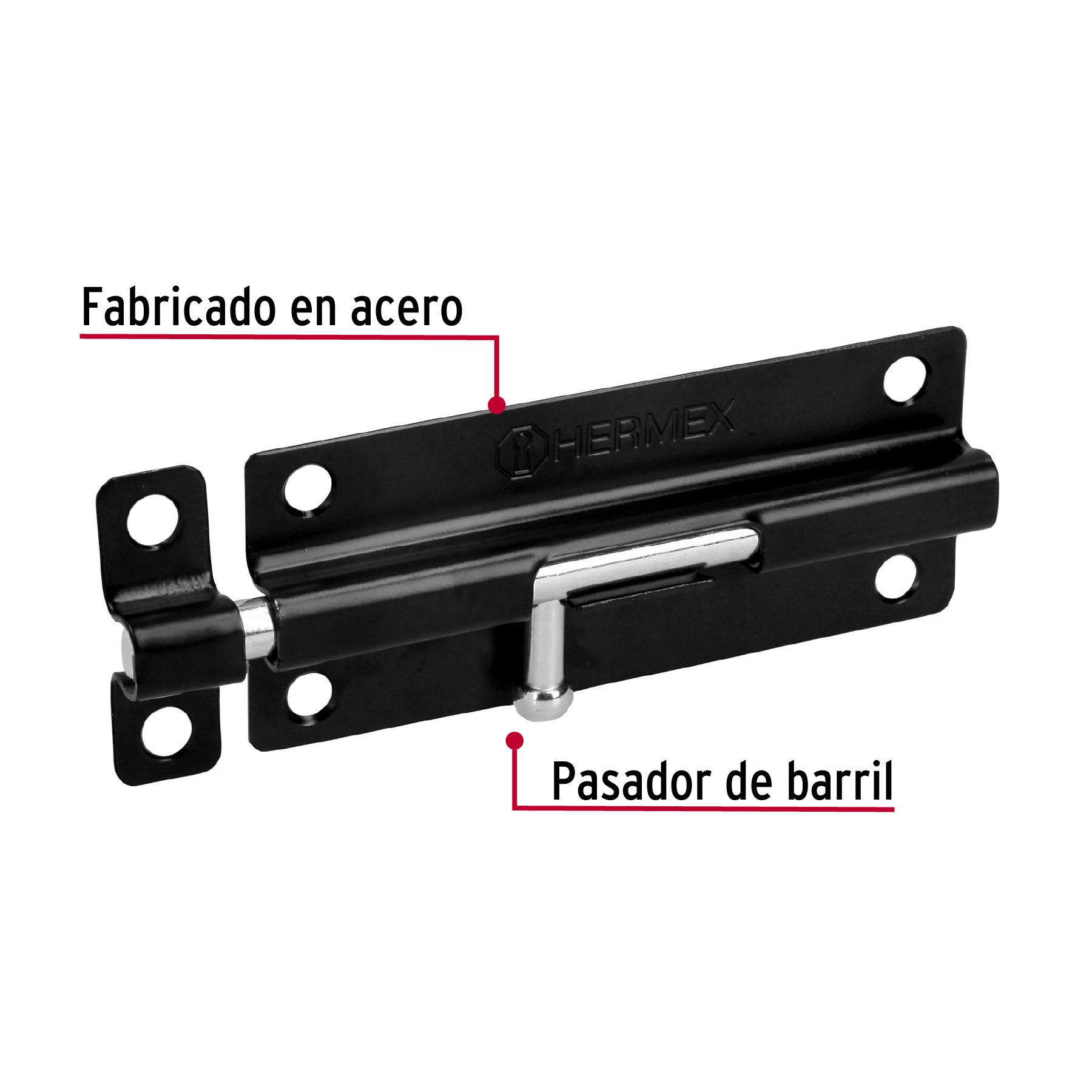 Pasador de acero negro, 5", Hermex Basic