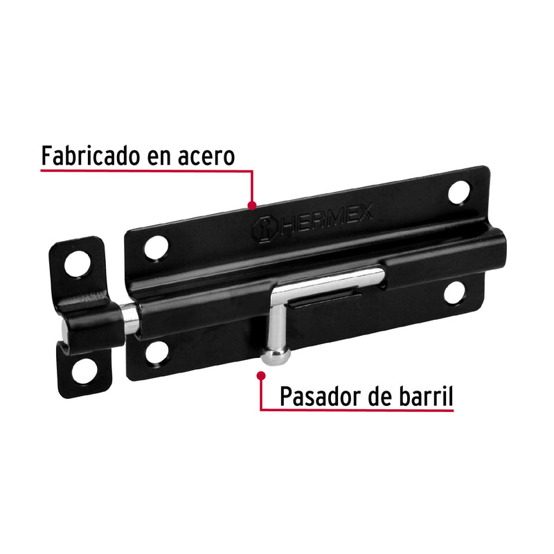 Pasador de acero negro, 5", Hermex Basic