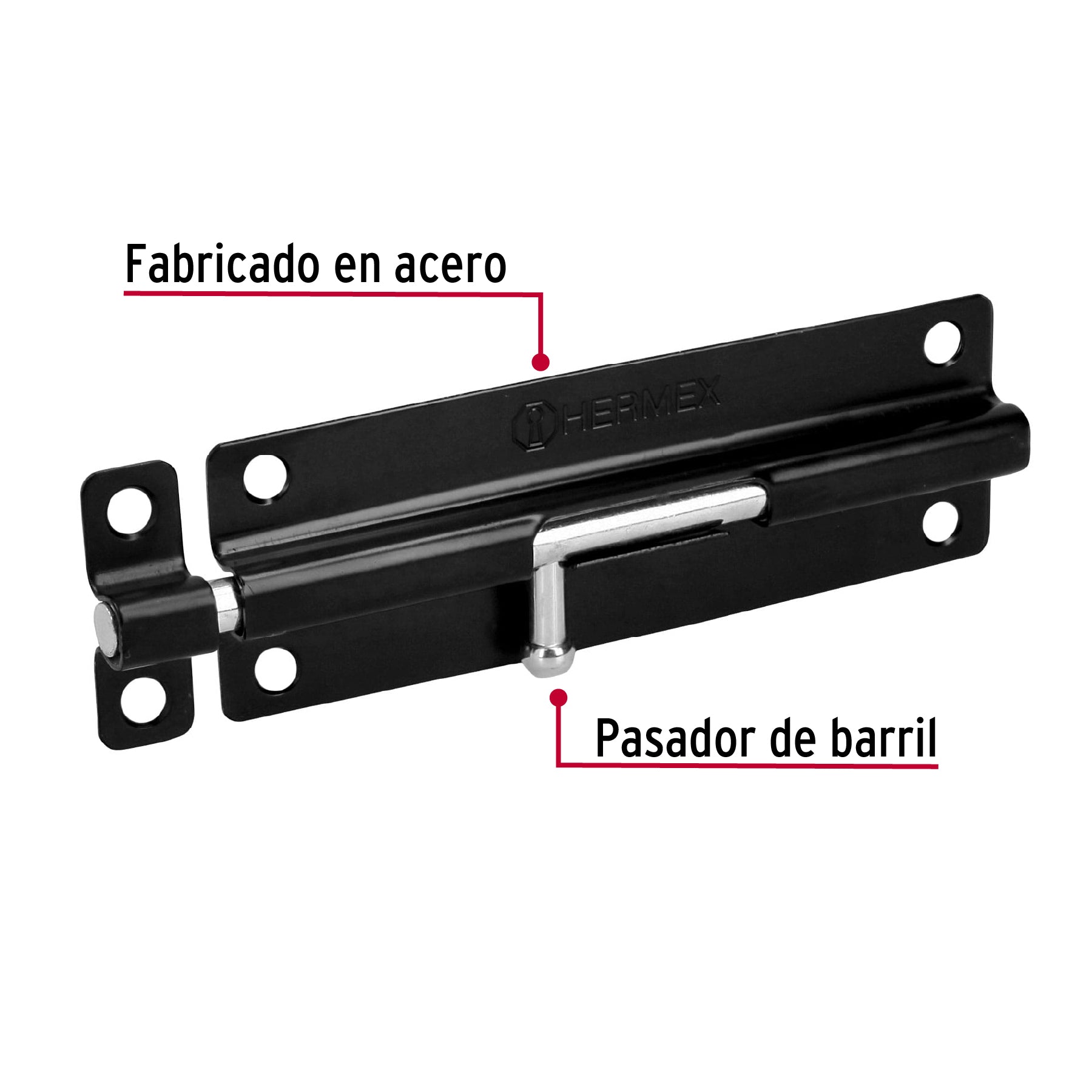 Pasador de acero negro, 6", Hermex Basic
