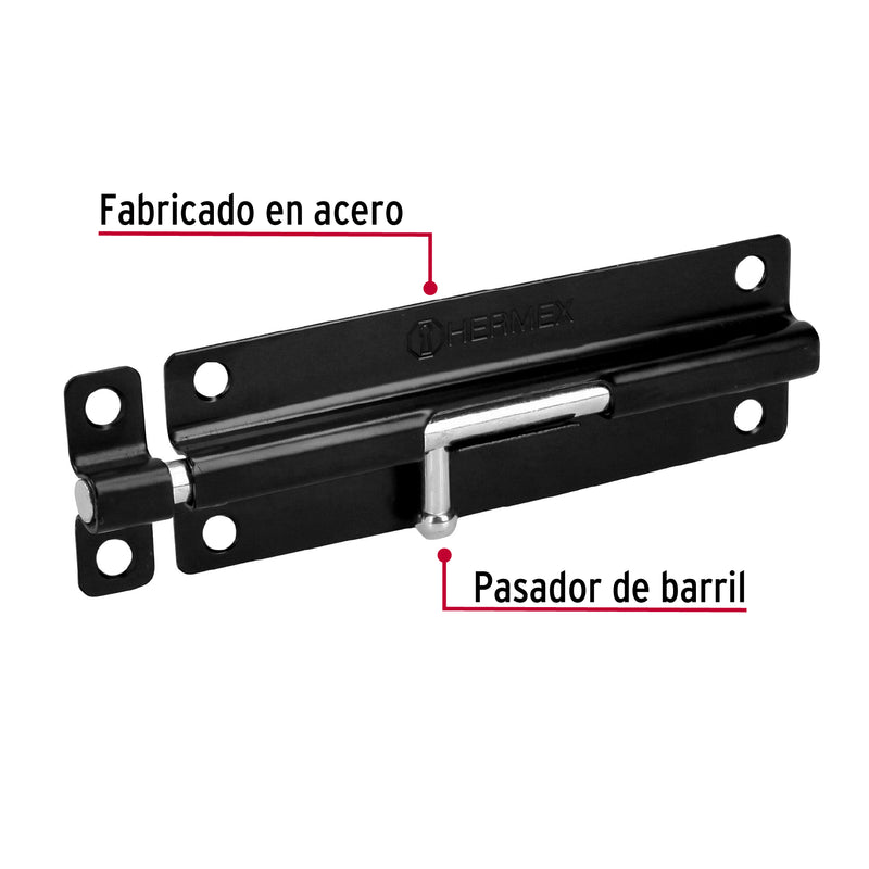 Pasador de acero negro, 6", Hermex Basic