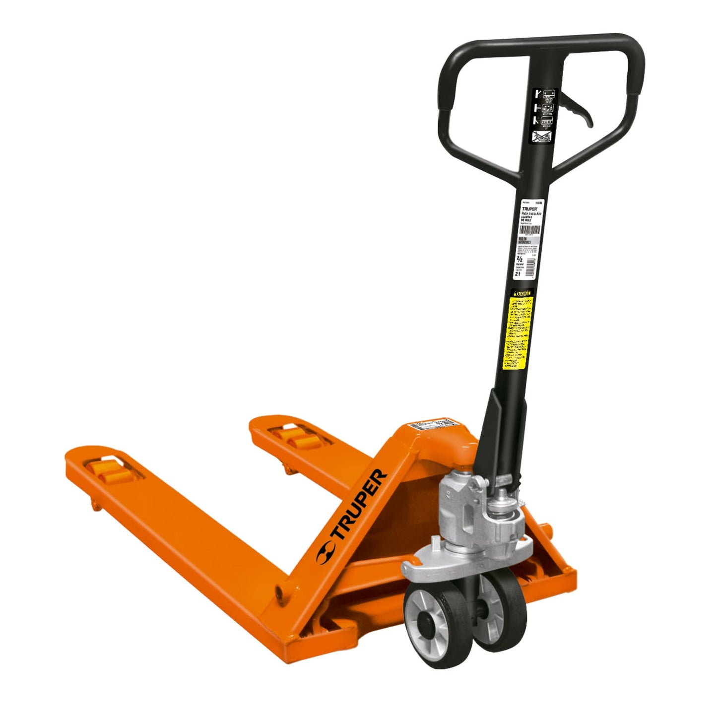 Patín traspaleta 2 ton.Ruedas delanteras de pu,traseras hule