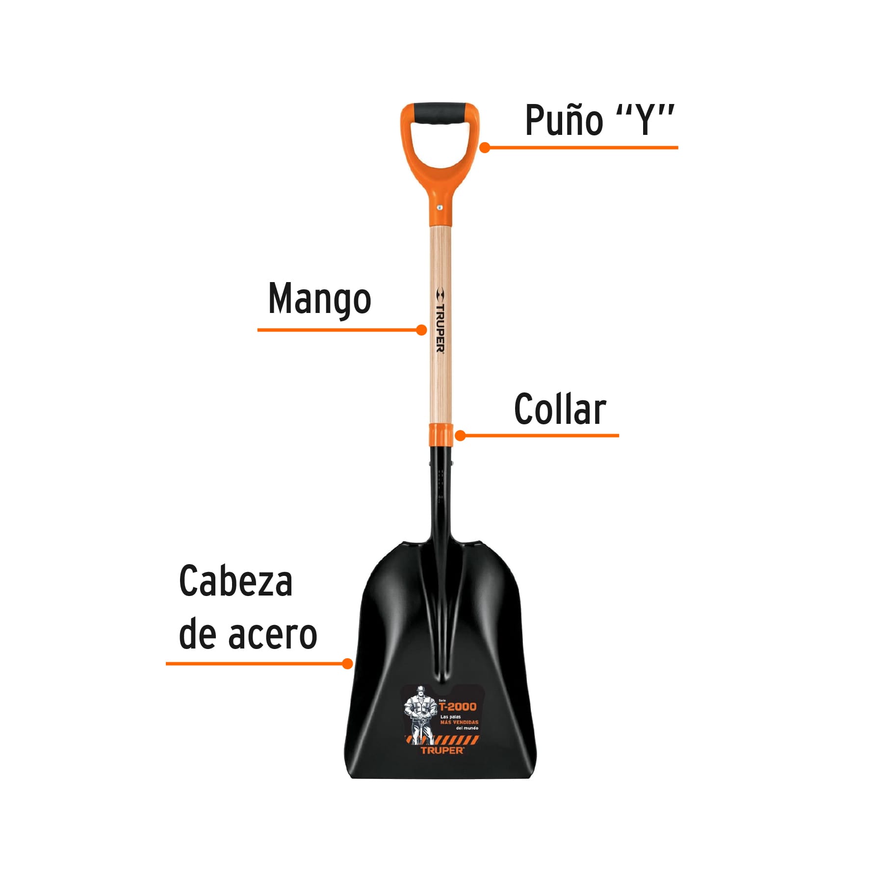 Pala t-2000 carbonera chica, puño "y"