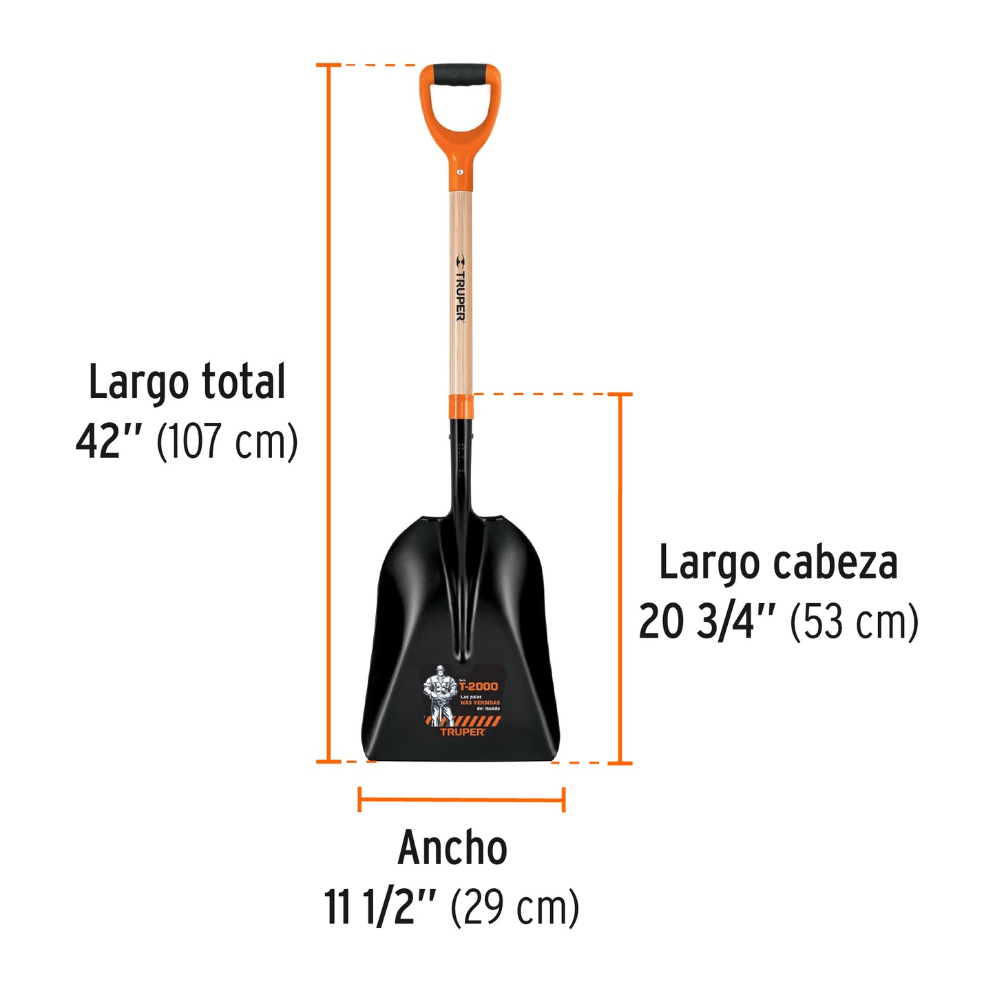 Pala t-2000 carbonera chica, puño "y"