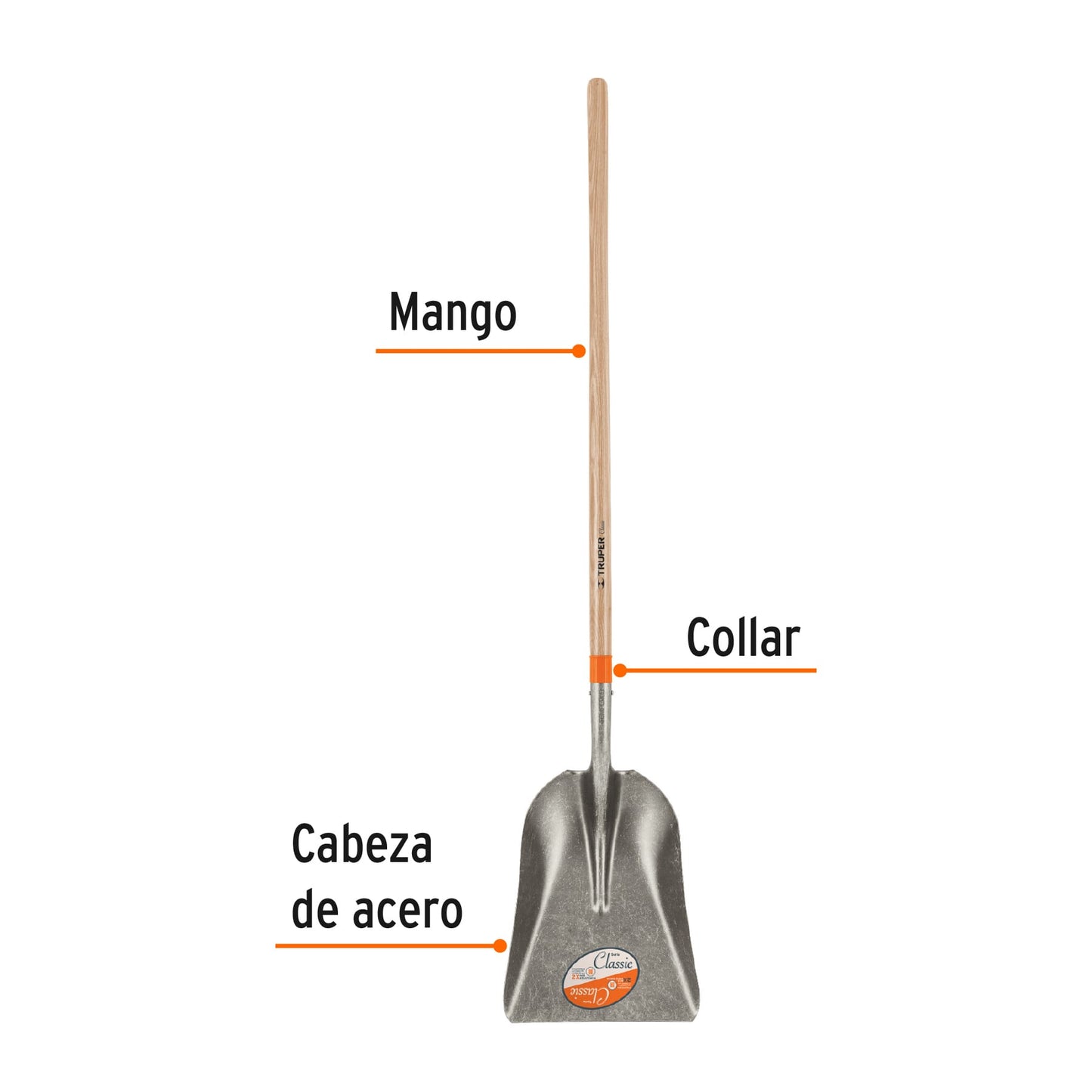 Pala classic carbonera, mango largo