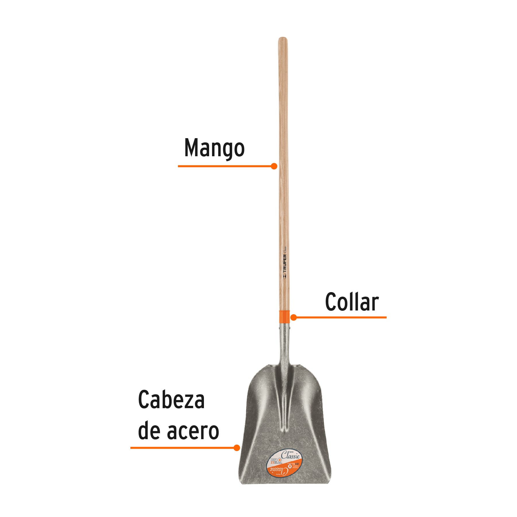 Pala classic carbonera, mango largo