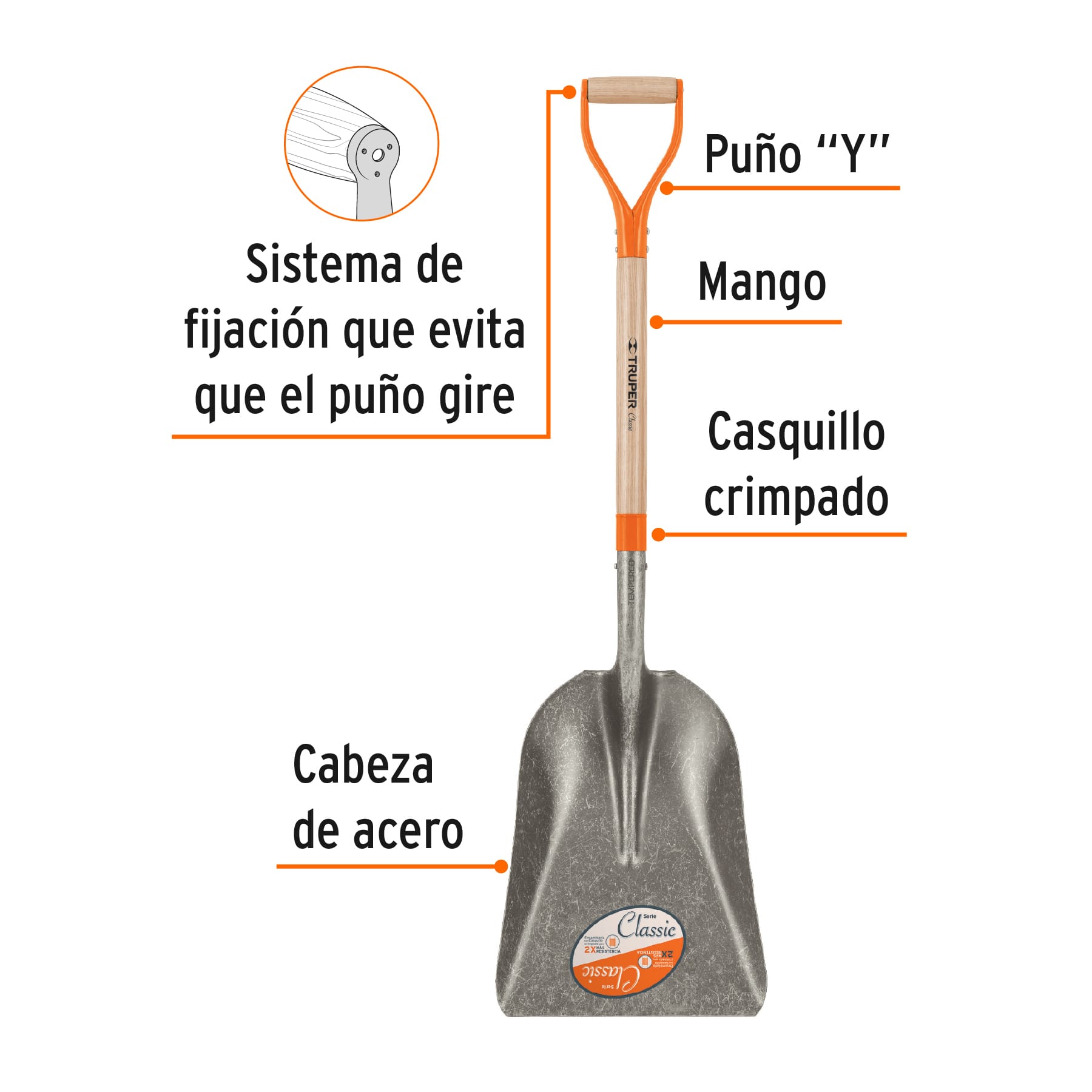 Pala classic carbonera, puño "y"