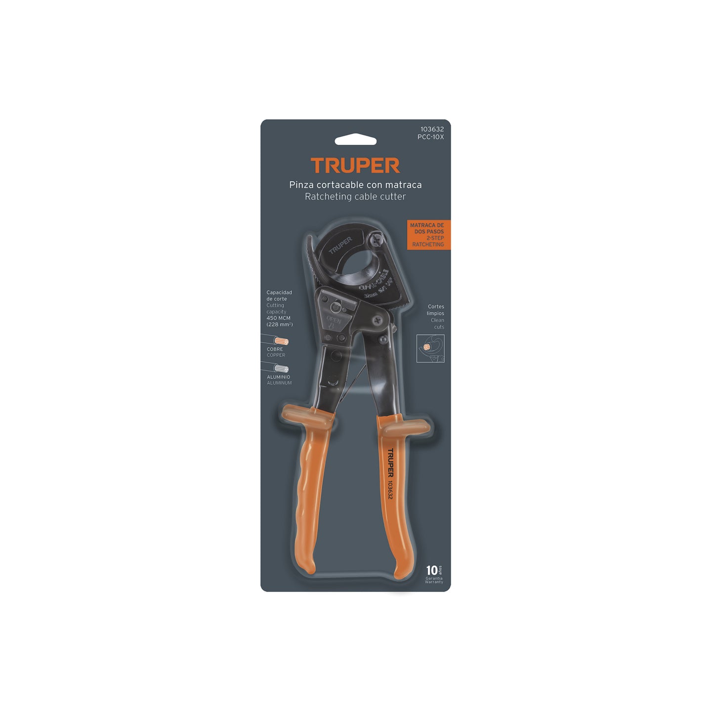 Pinzas cortacable de trinquete 10', Truper Expert