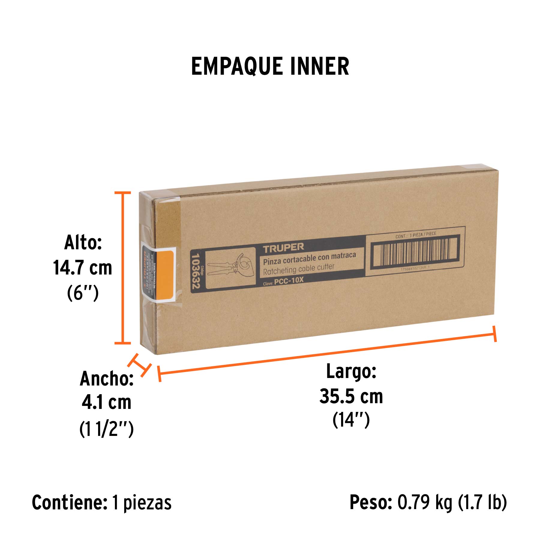 Pinzas cortacable de trinquete 10', Truper Expert