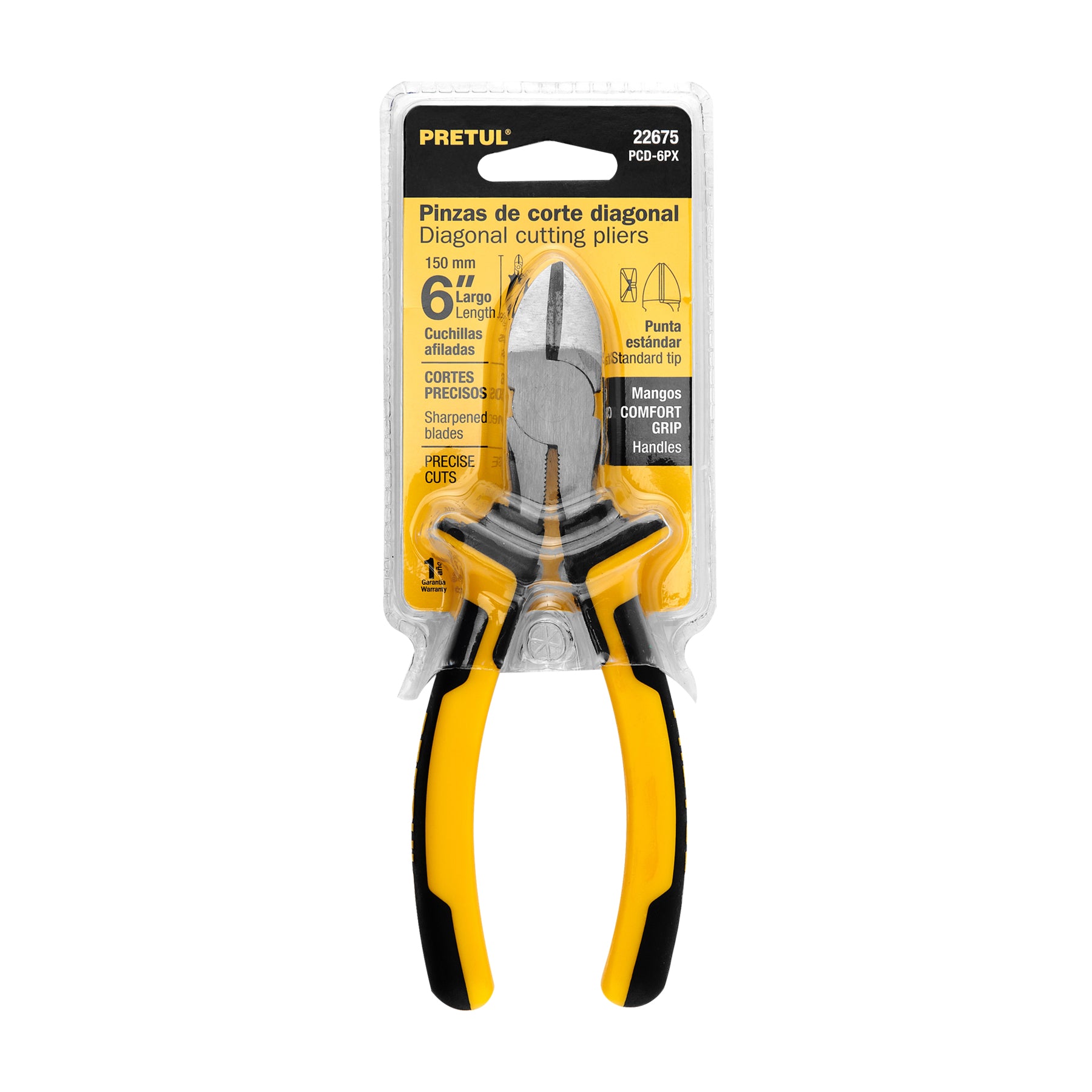 Pinza corte diagonal 6", mango comfort grip, pretul
