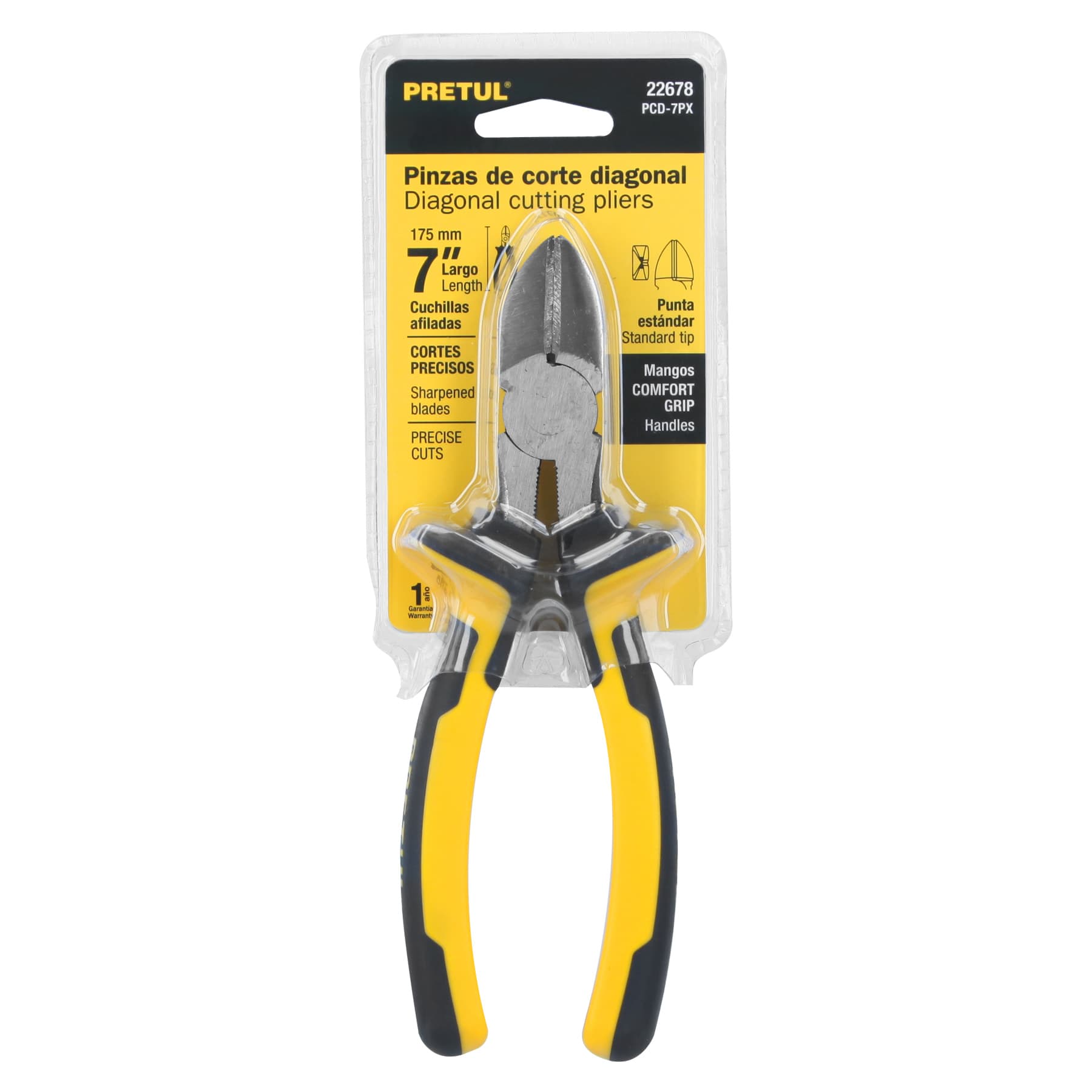Pinza de corte diagonal 7", mango comfort grip, Pretul
