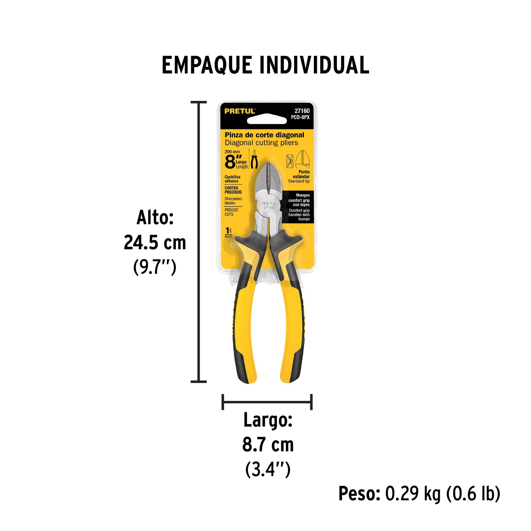 Pinza de corte diagonal 8' mango Comfort Grip, Pretul