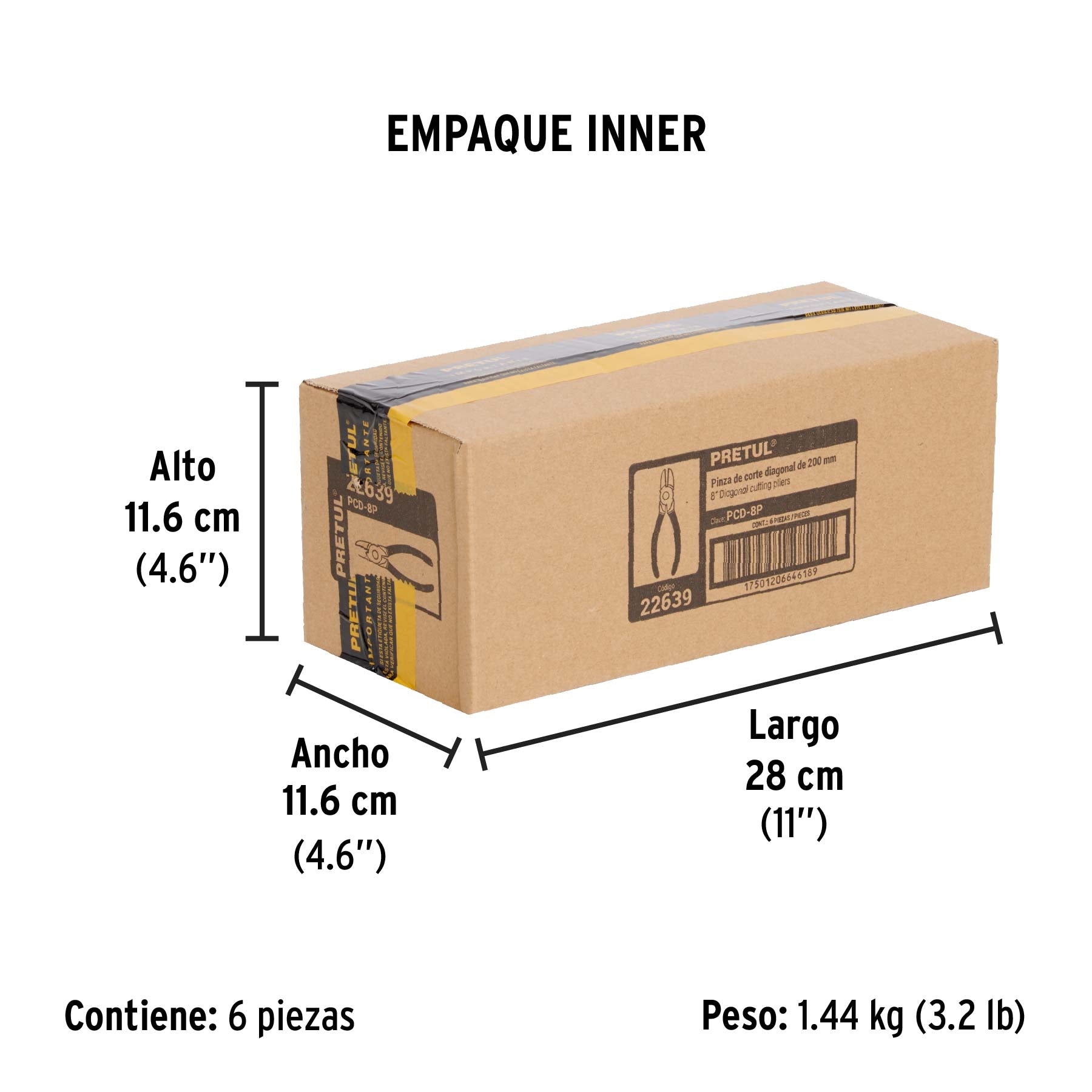 Pinza de corte diagonal 8", pretul