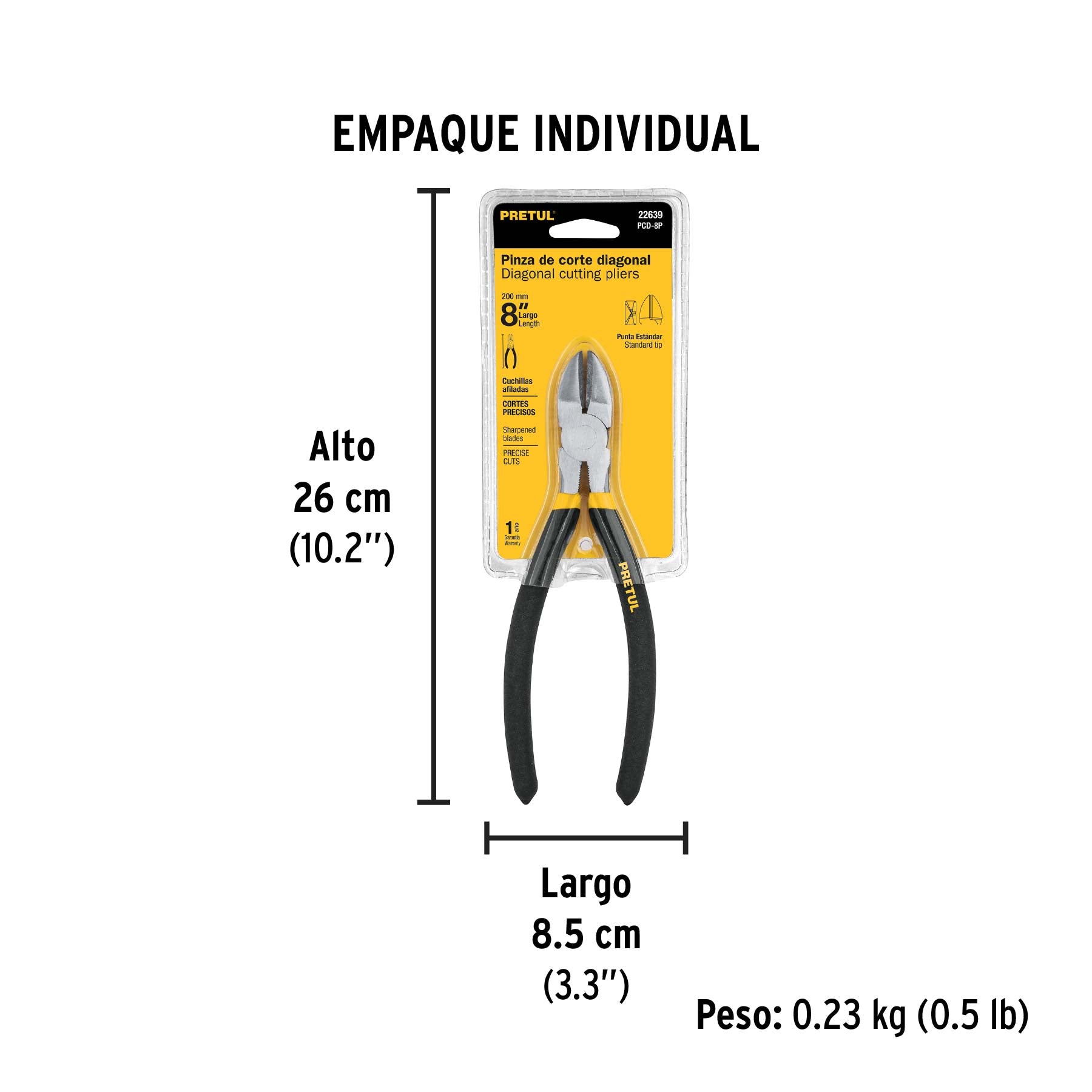 Pinza de corte diagonal 8", pretul