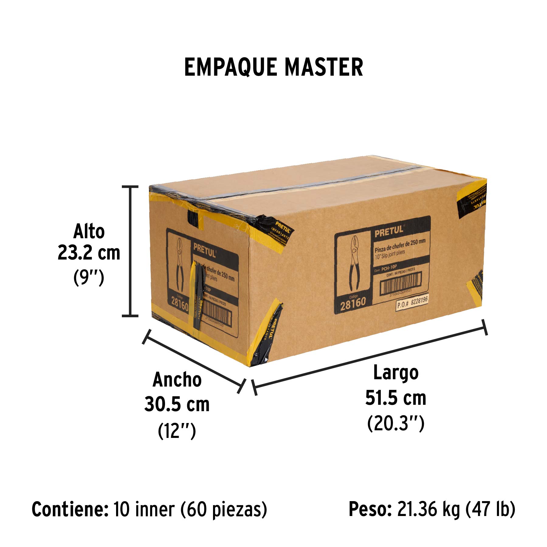 Pinza de chofer 10' mango de vinil, Pretul