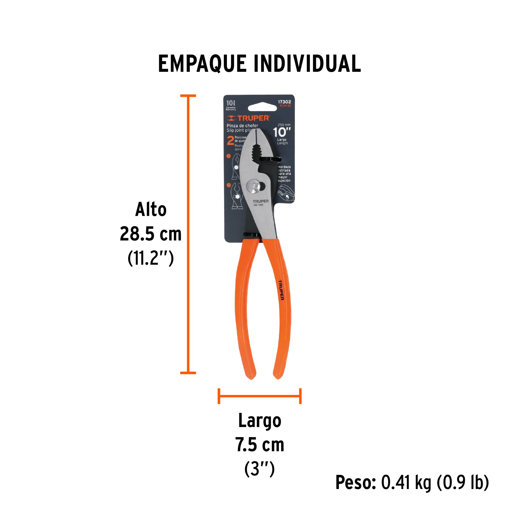 Pinza de chofer 10", mango de vinil