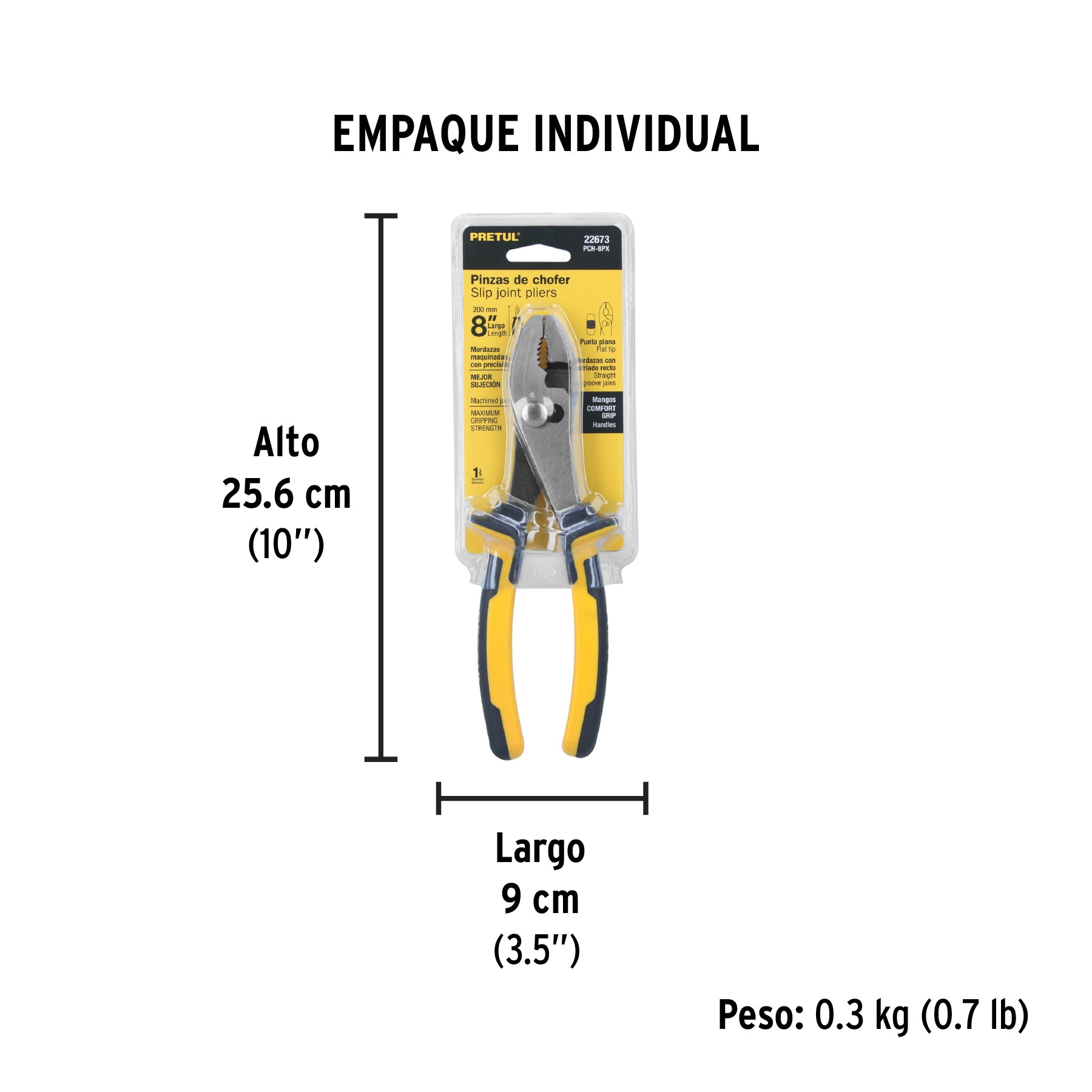 Pinza de chofer 8", mango comfort grip, pretul