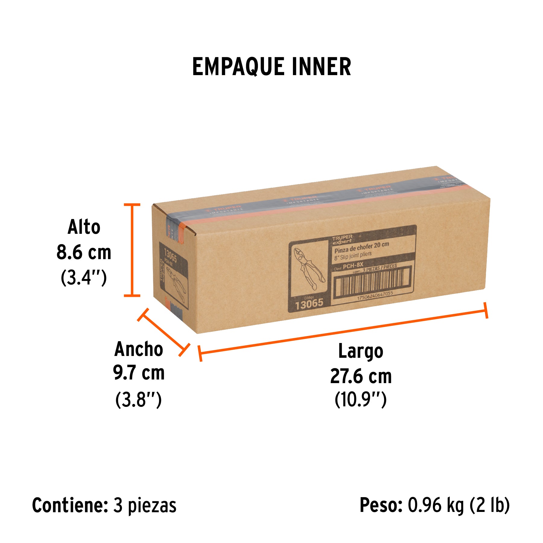 Pinzas de chofer 8", mango comfort grip