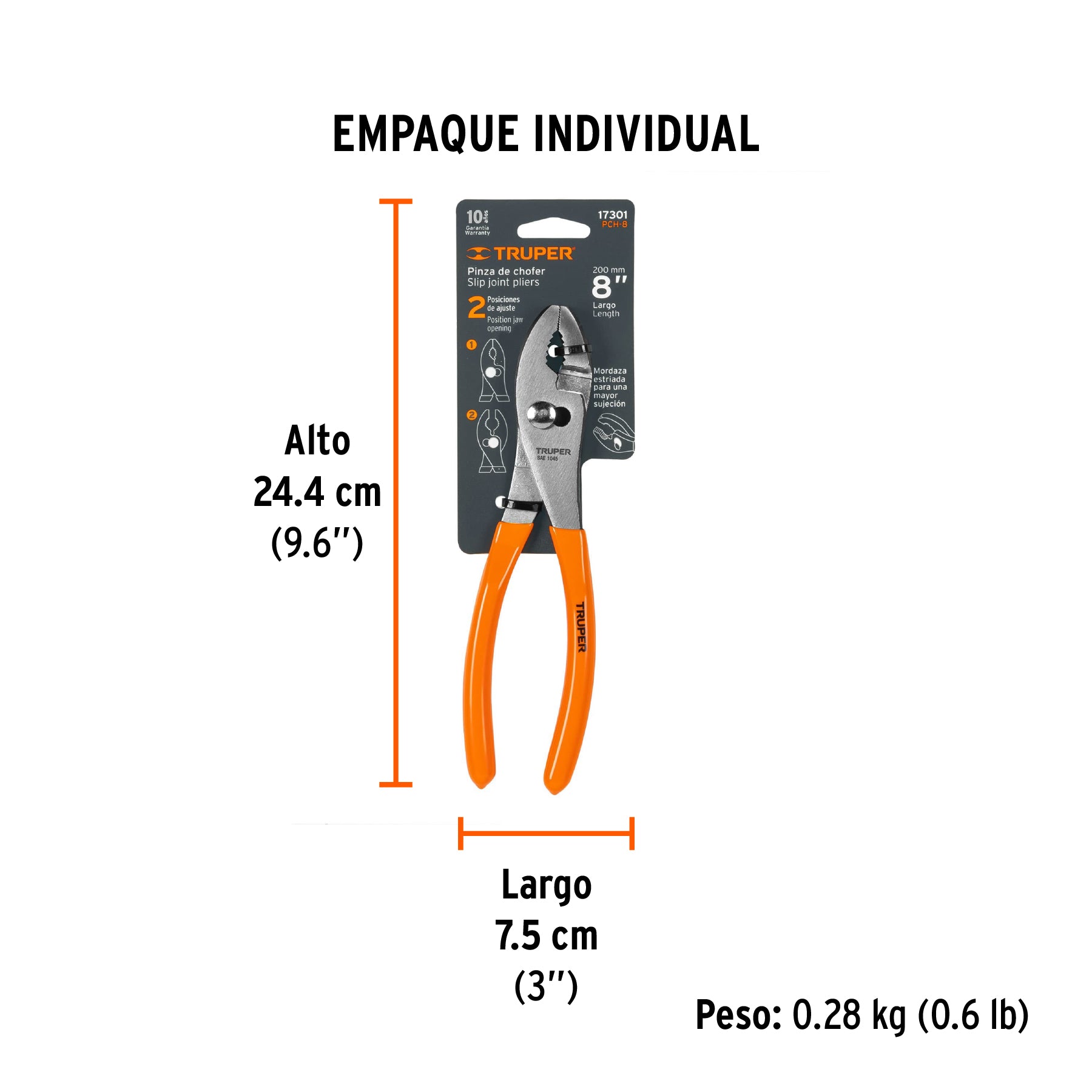 Pinza de chofer 8", mango de vinil
