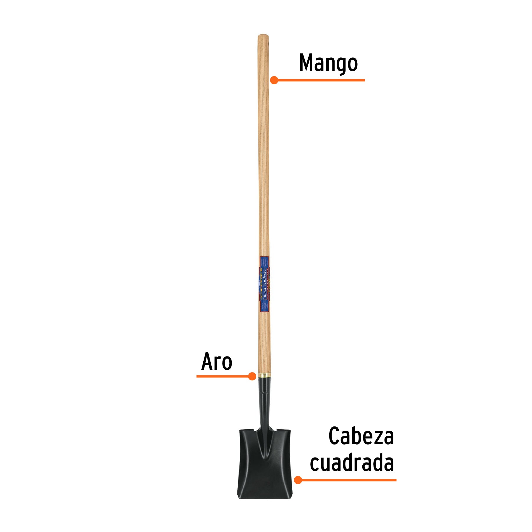 Pala cuadrada, Classic Gardener, mango 45"