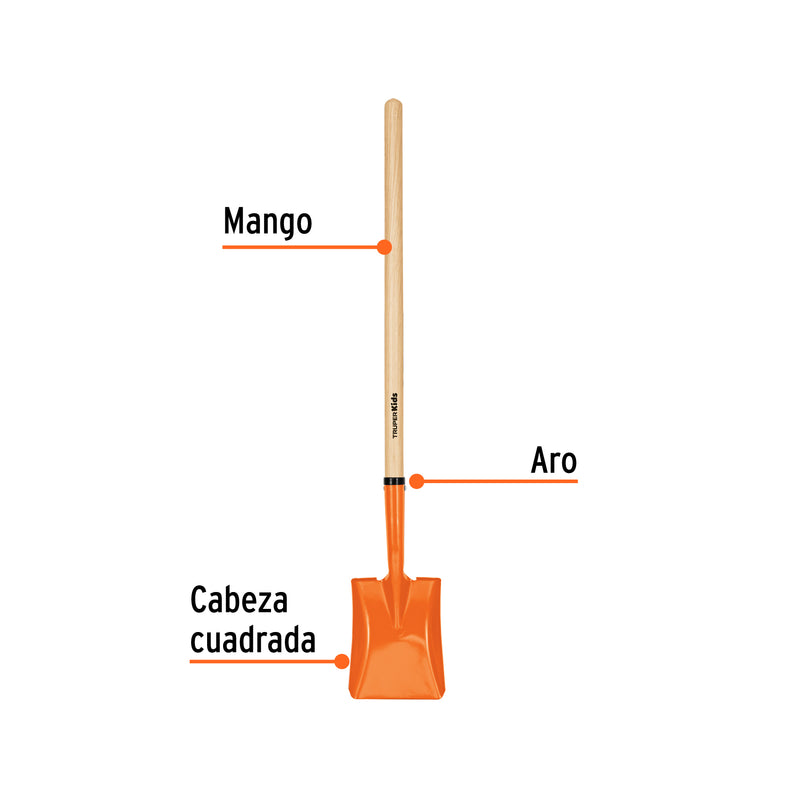 Pala cuadrada para niños, mango 30"
