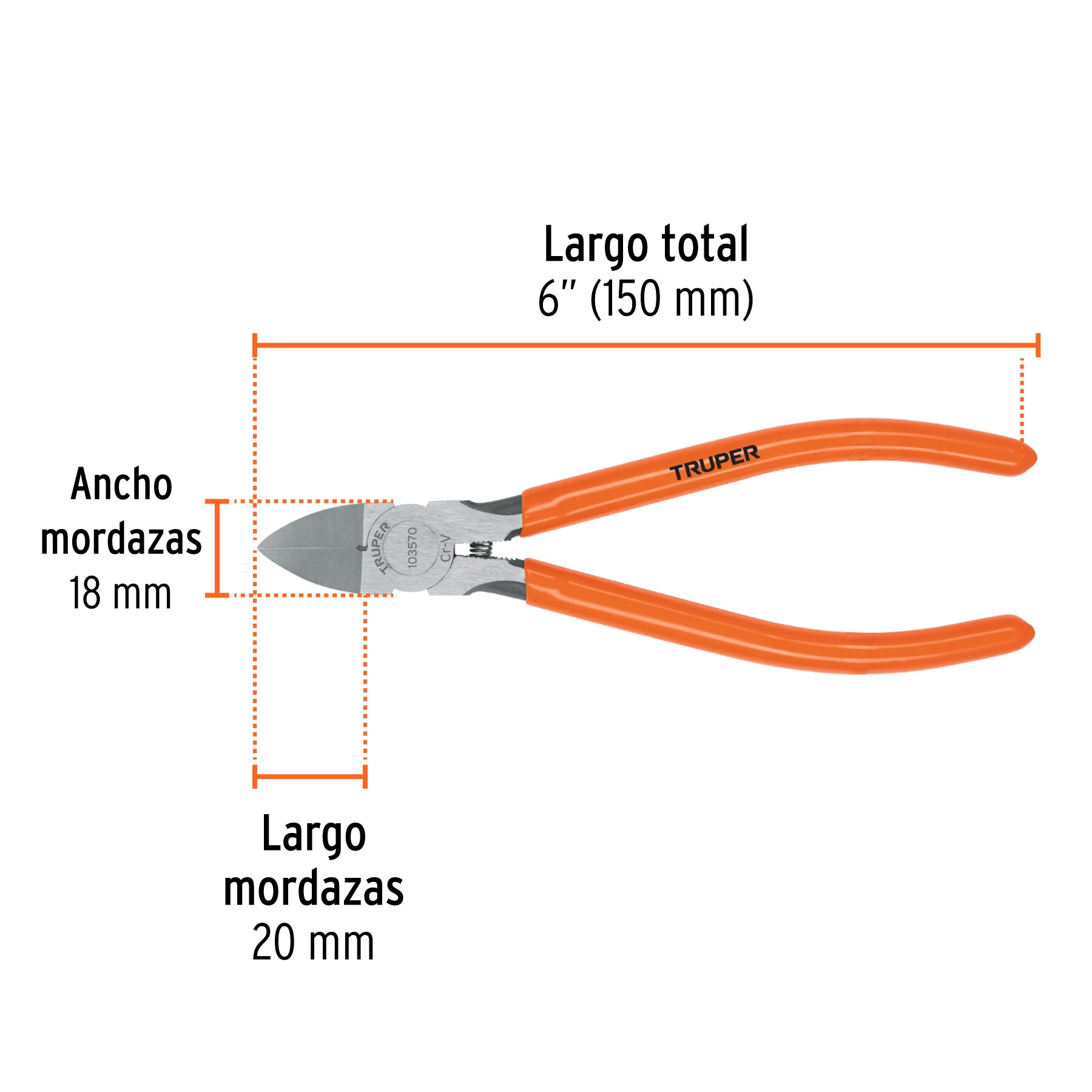 Pinza de corte al ras 6' mango de PVC, Truper