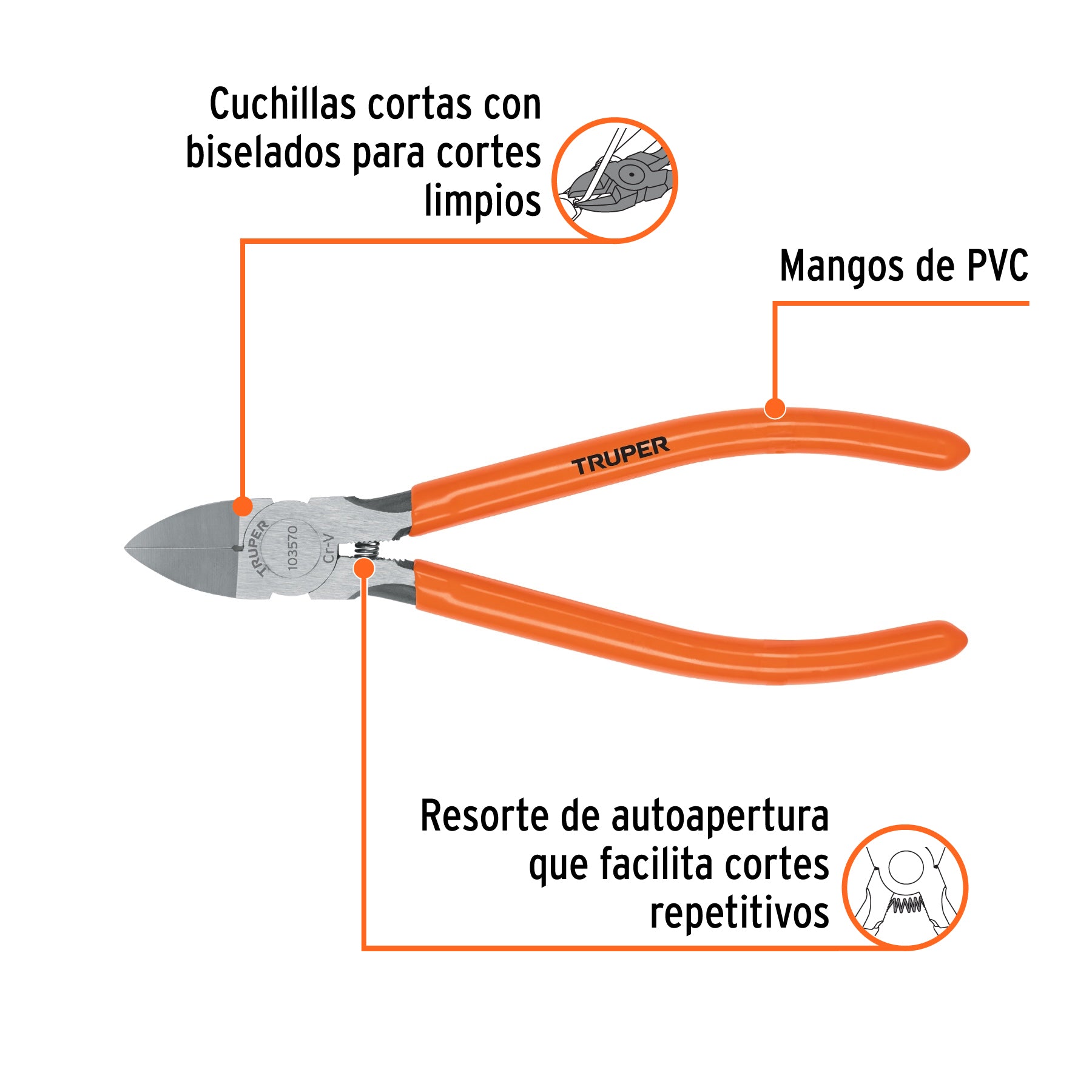 Pinza de corte al ras 6' mango de PVC, Truper