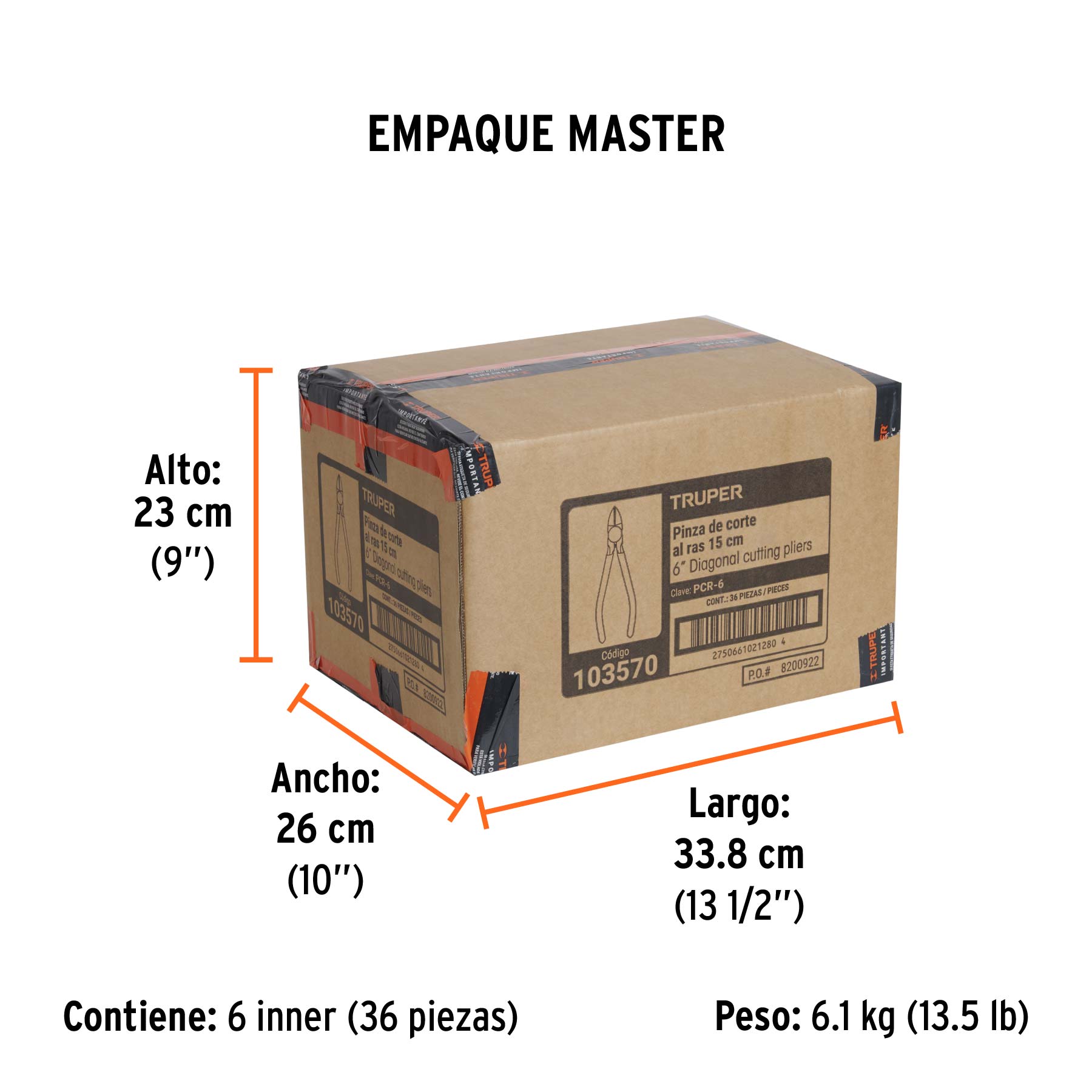 Pinza de corte al ras 6' mango de PVC, Truper