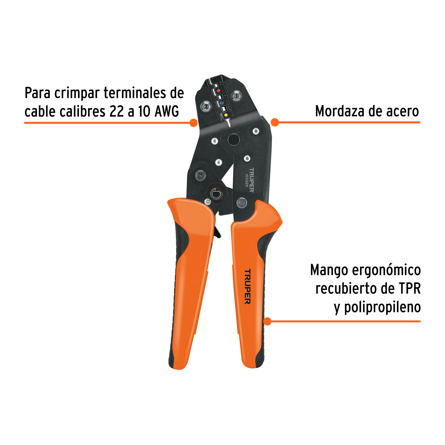 Pinza de crimpado para terminales, Truper