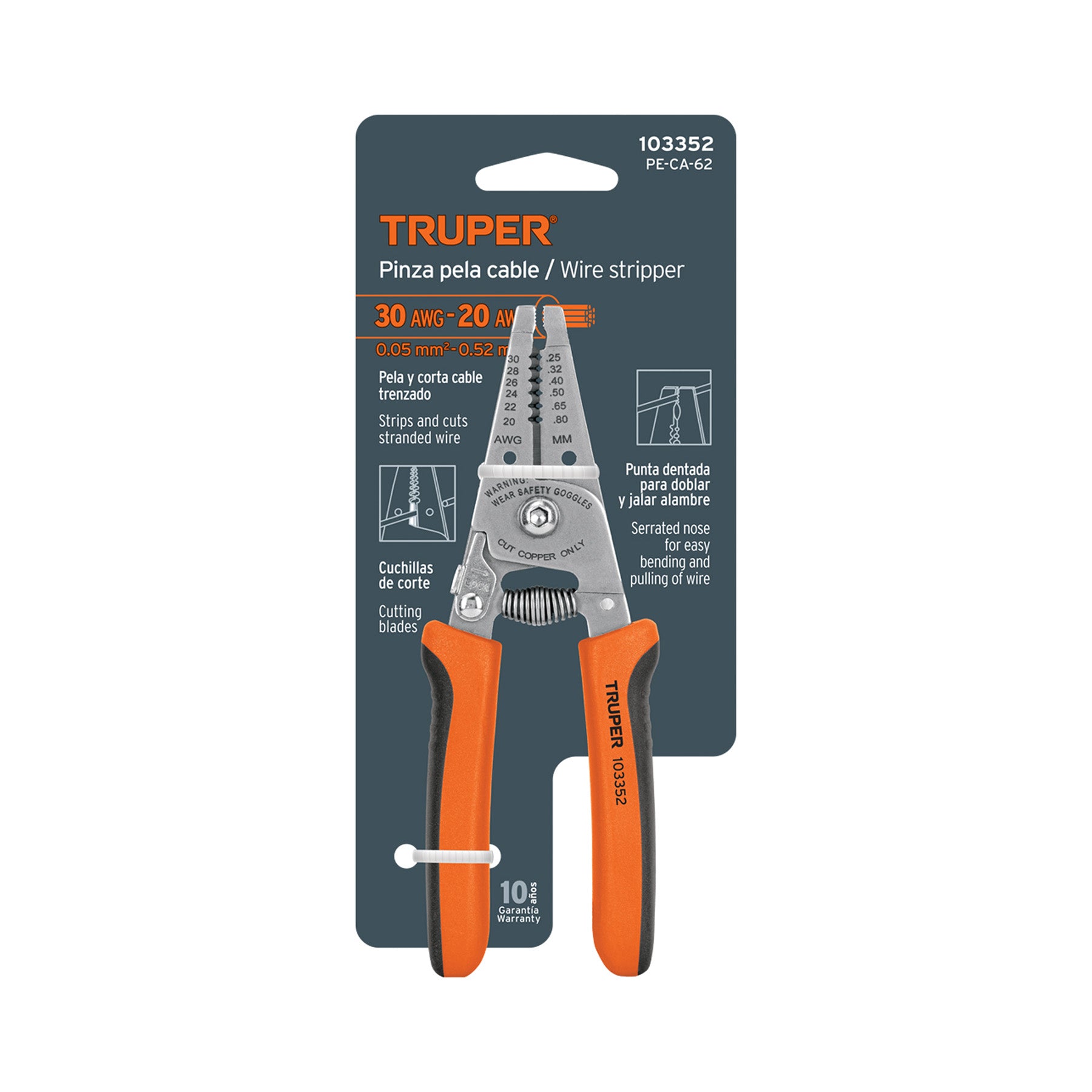 Pinza 6' pela cables, 30 a 20 AWG, TRUPER