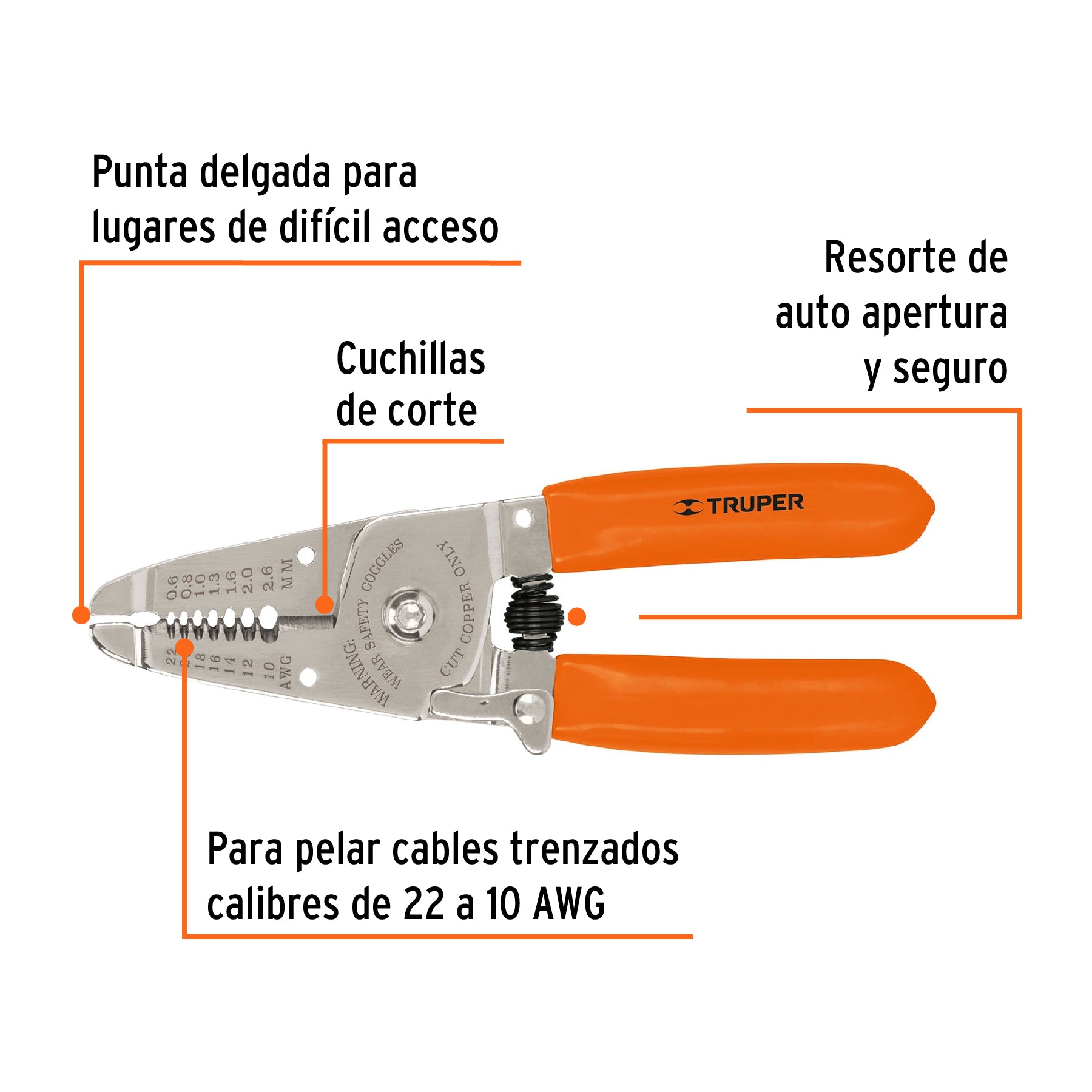 Pinza pelacables 6", 6 medidas