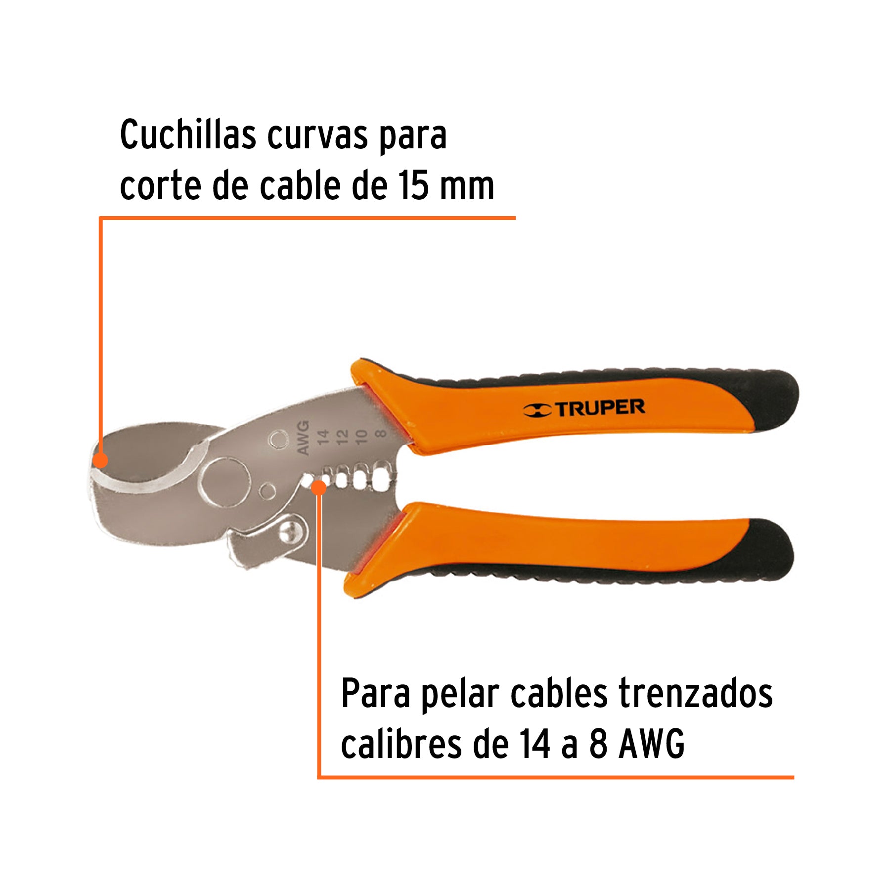 Pinza pela cables y corta cables 7", profesional