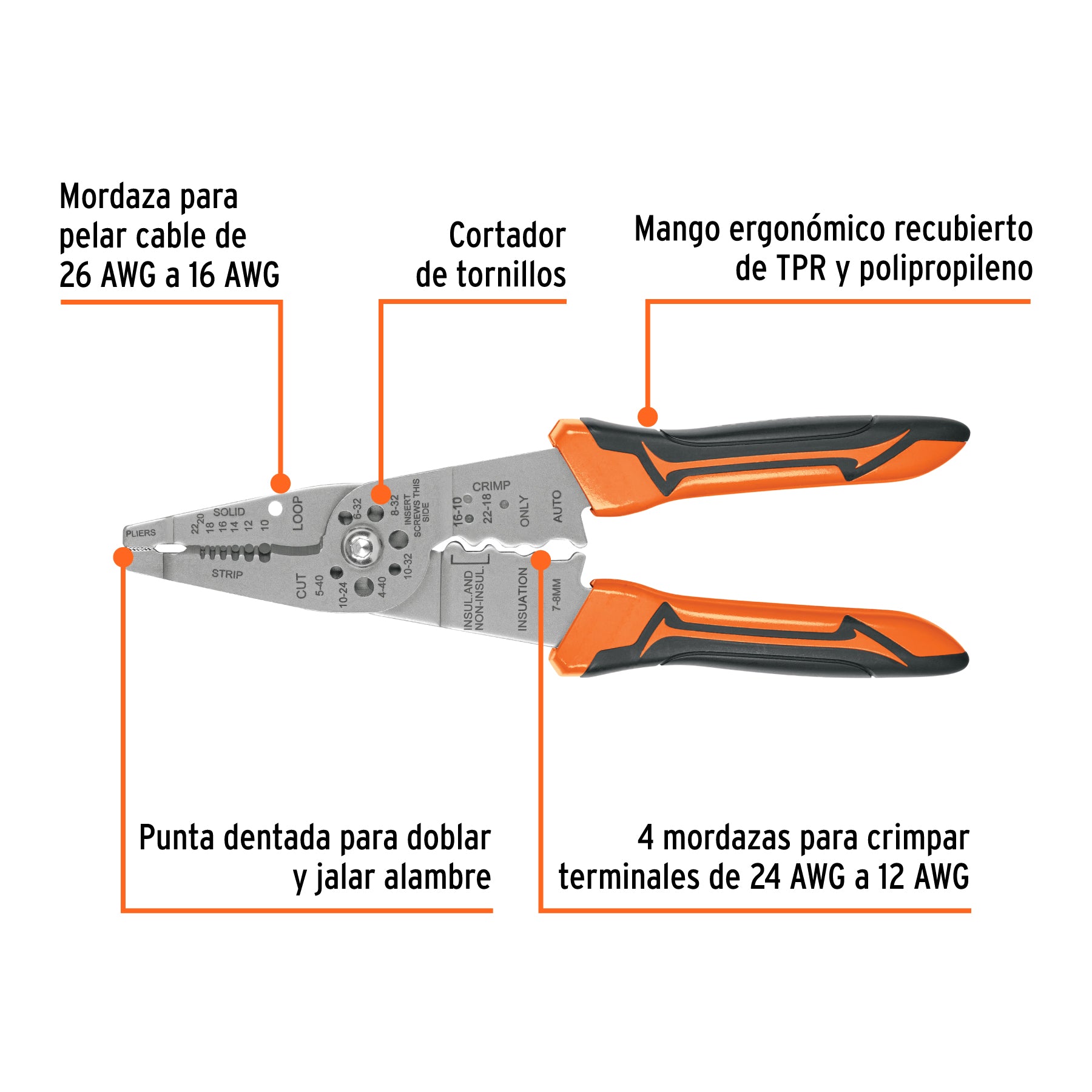 Pinza pelacables 8"