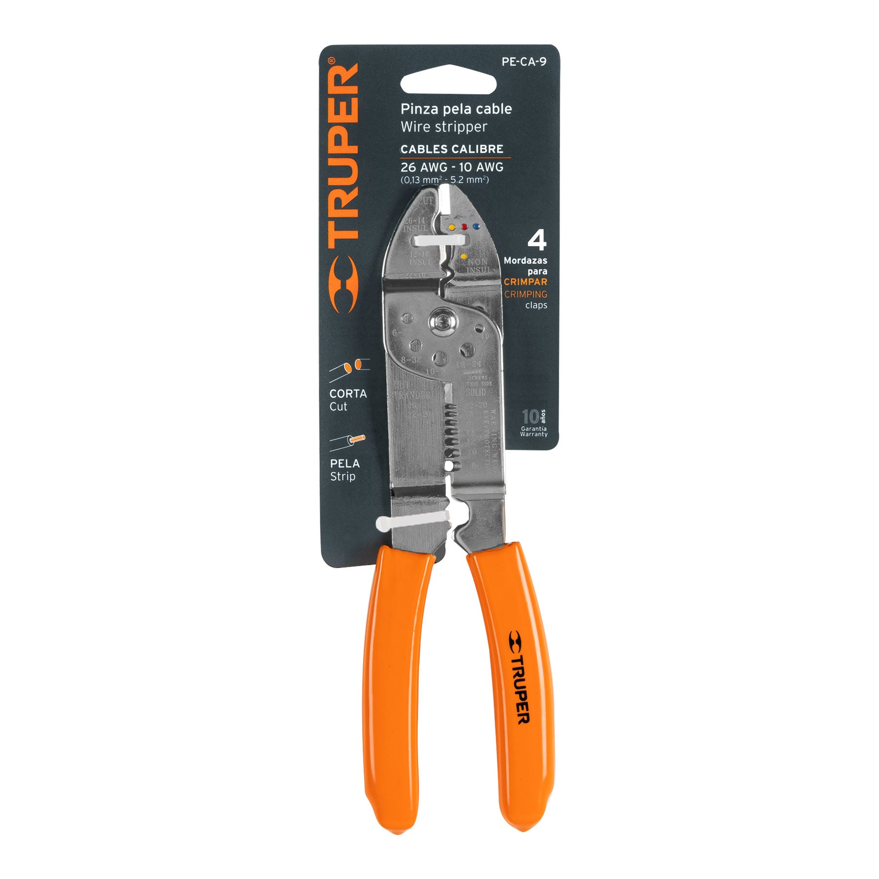 Pinza pelacables 9", 7 medidas, 4 mordazas