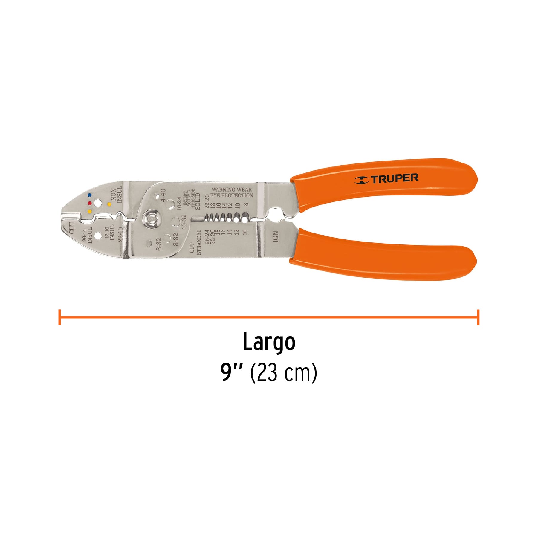 Pinza pelacables 9", 7 medidas, 4 mordazas
